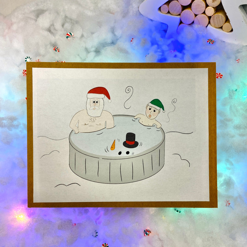'Santa's Hot Tub' Christmas Card