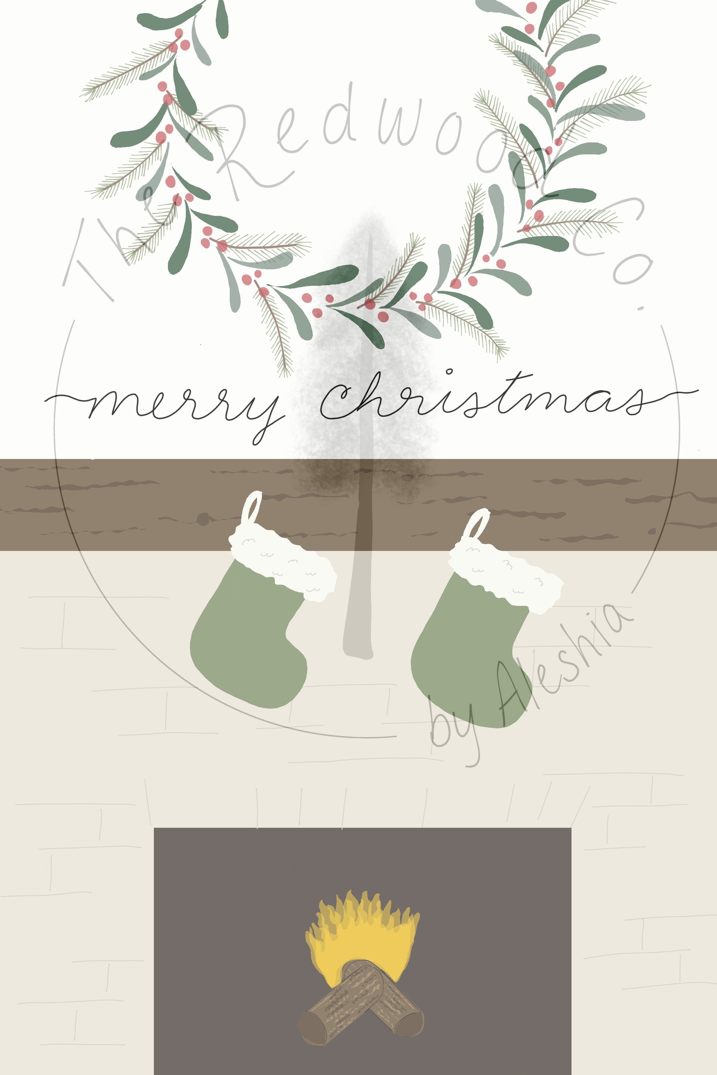 'merry christmas' Mantel Christmas Card