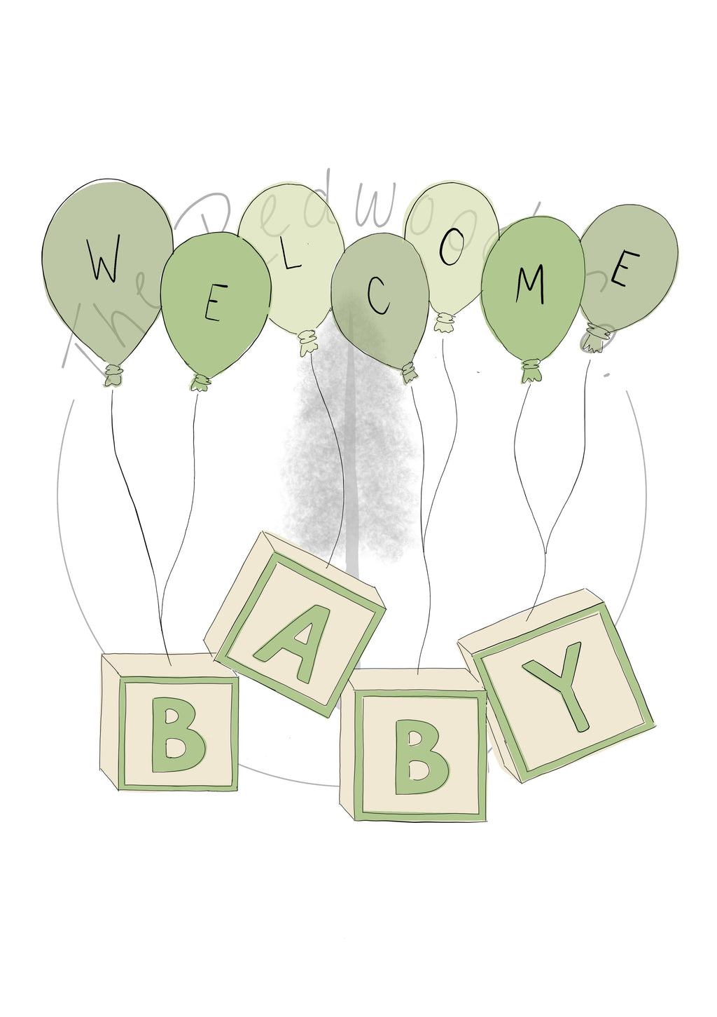 'Welcome BABY' blocks New Baby Card