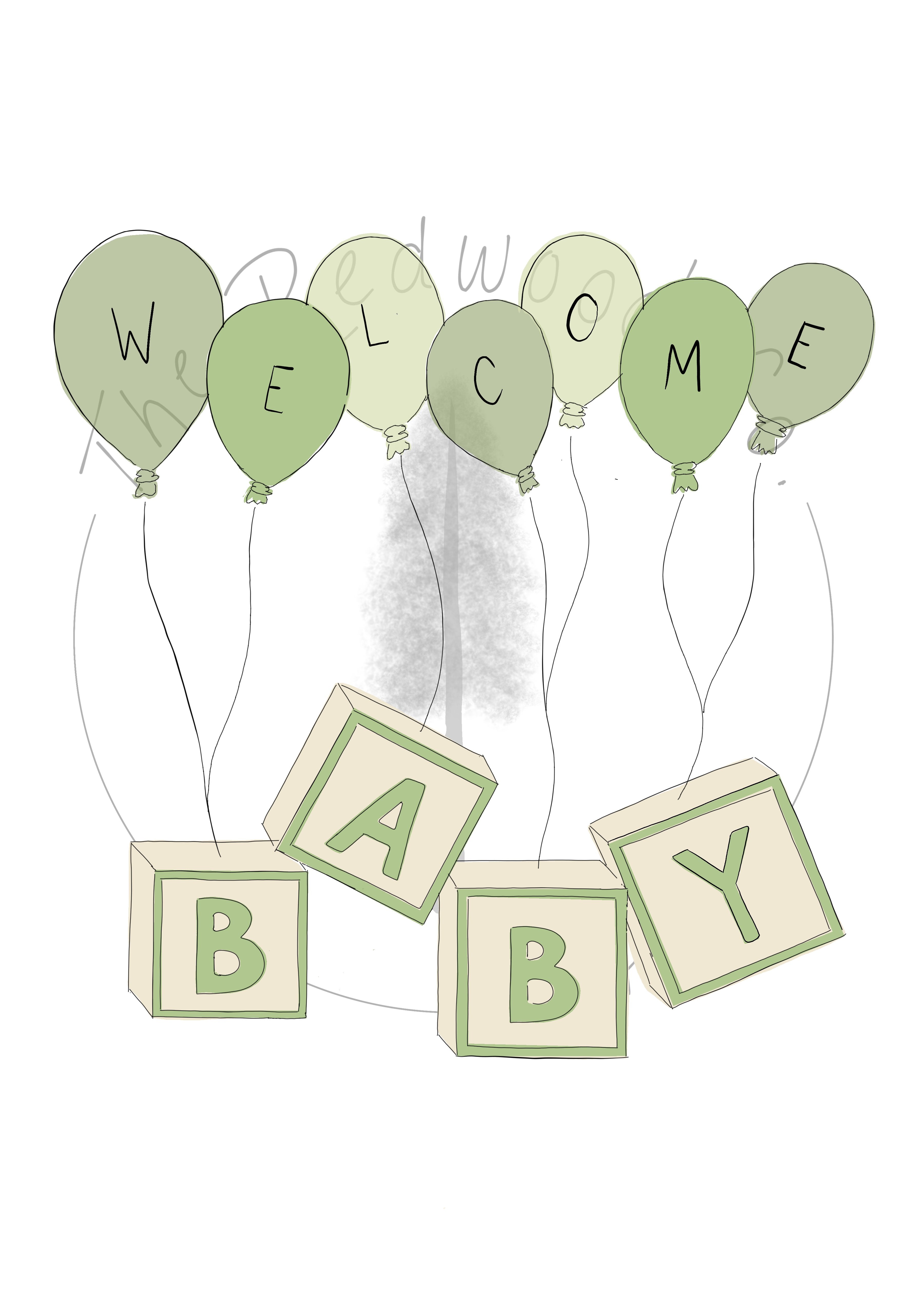 'Welcome BABY' blocks New Baby Card