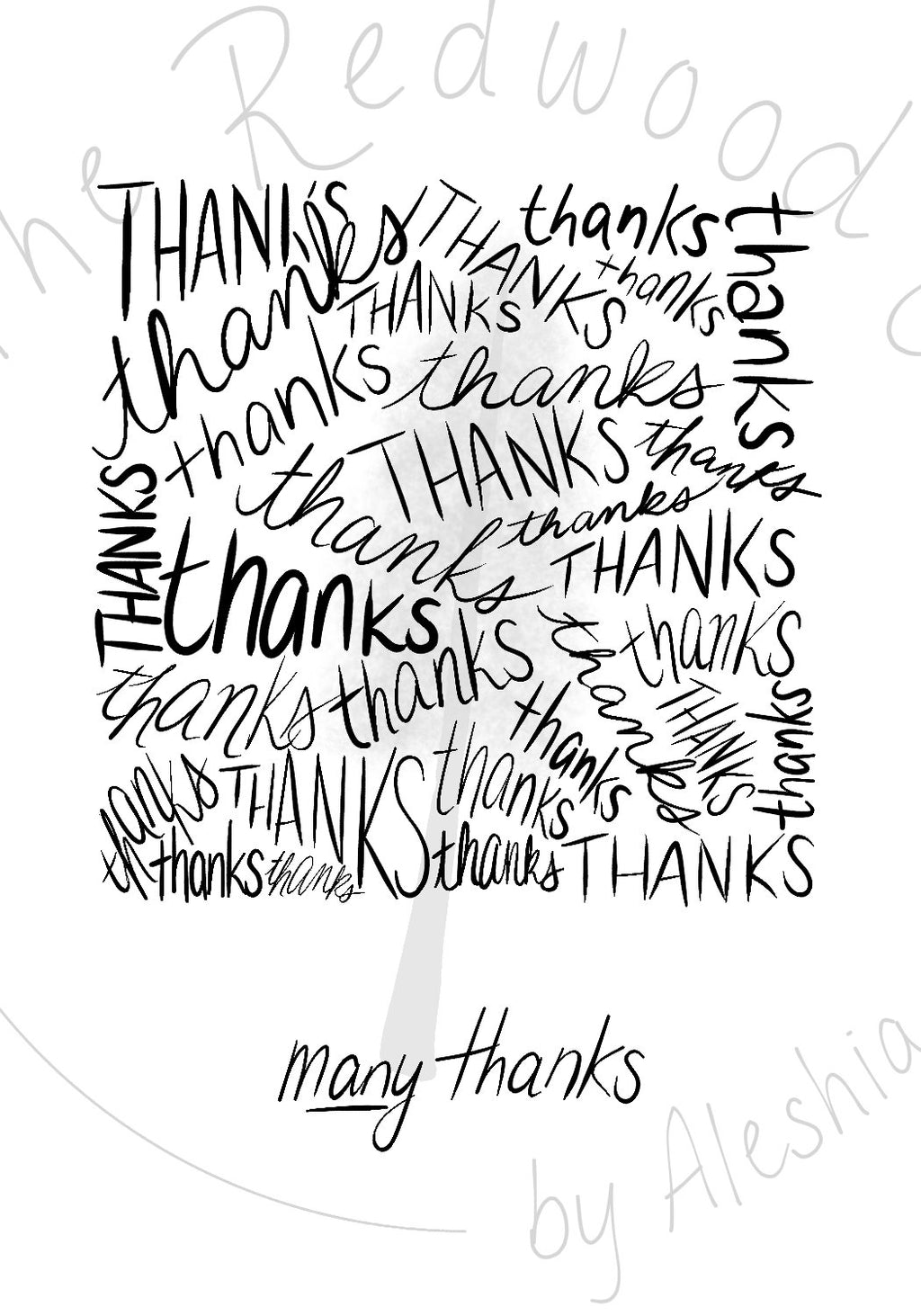'many thanks' Thank You Card