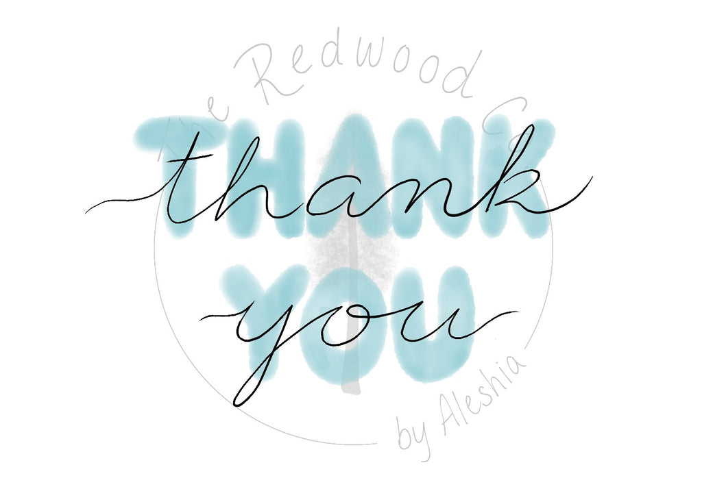 'Thank You' watercolour Thank You card