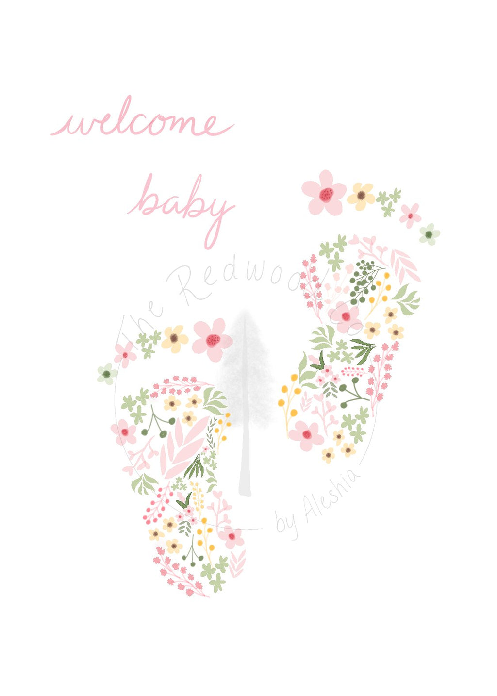 'Welcome baby' footprints New Baby Card