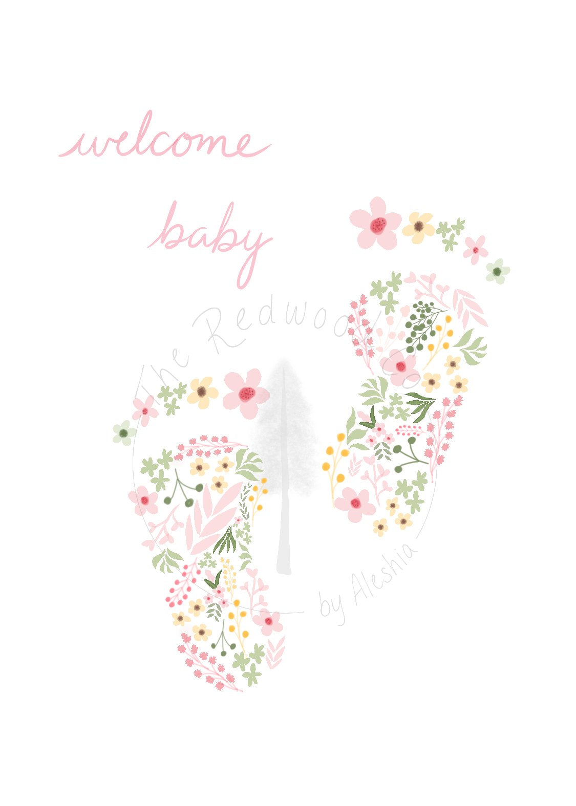 'Welcome baby' footprints New Baby Card