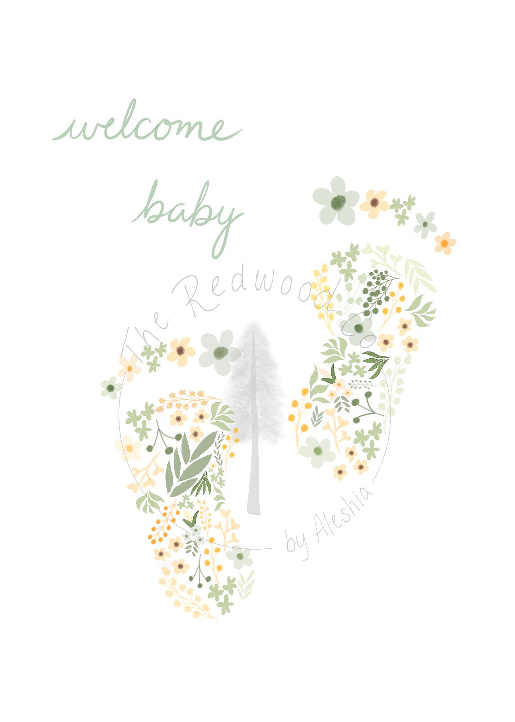 'Welcome baby' footprints New Baby Card