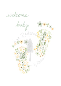 'Welcome baby' footprints New Baby Card