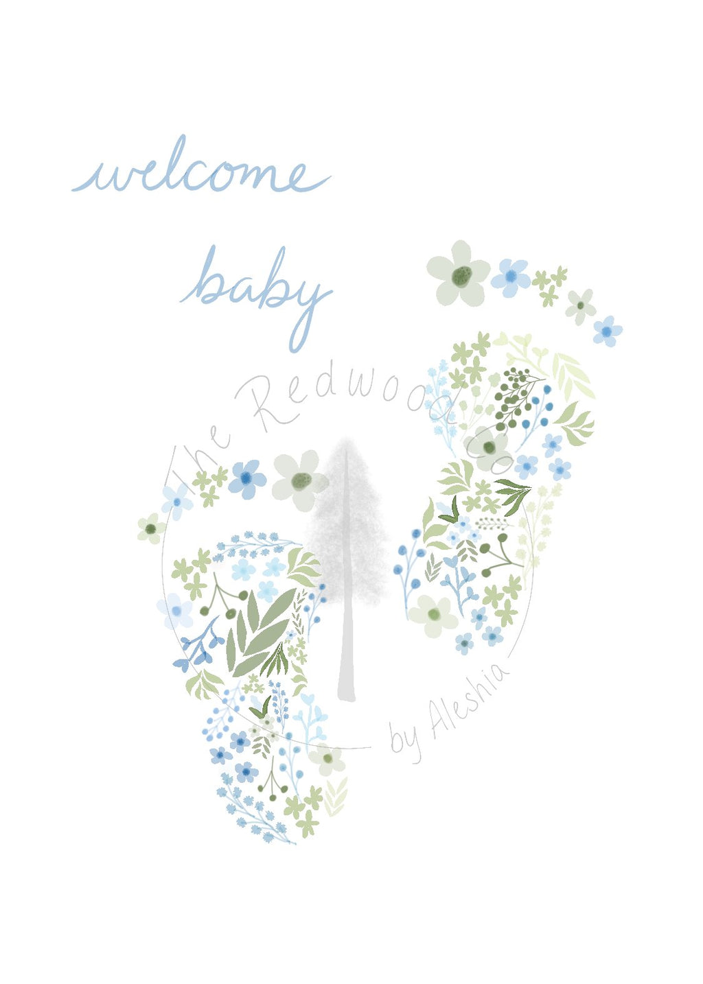 'Welcome baby' footprints New Baby Card
