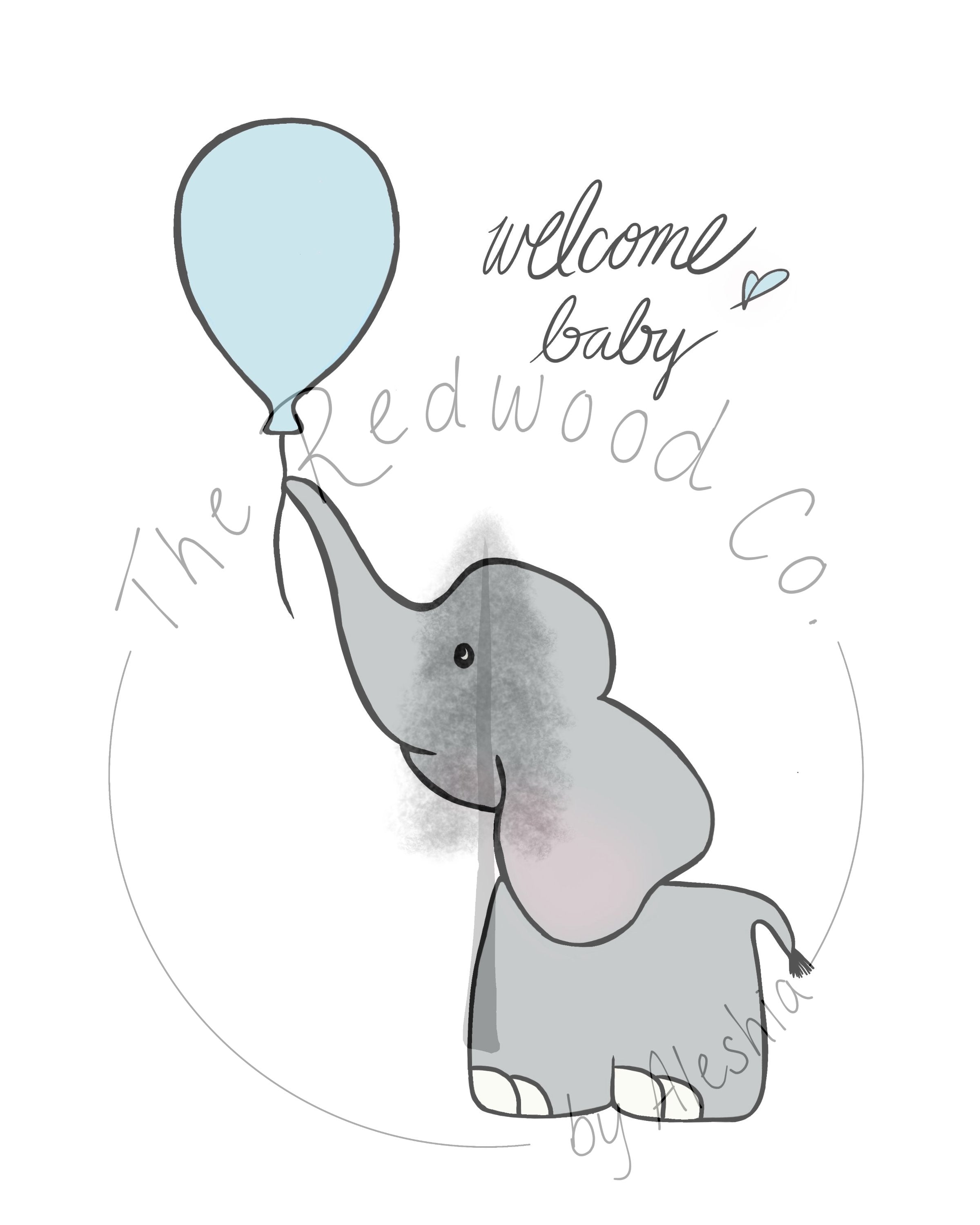 'Welcome Baby' elephant New Baby Card