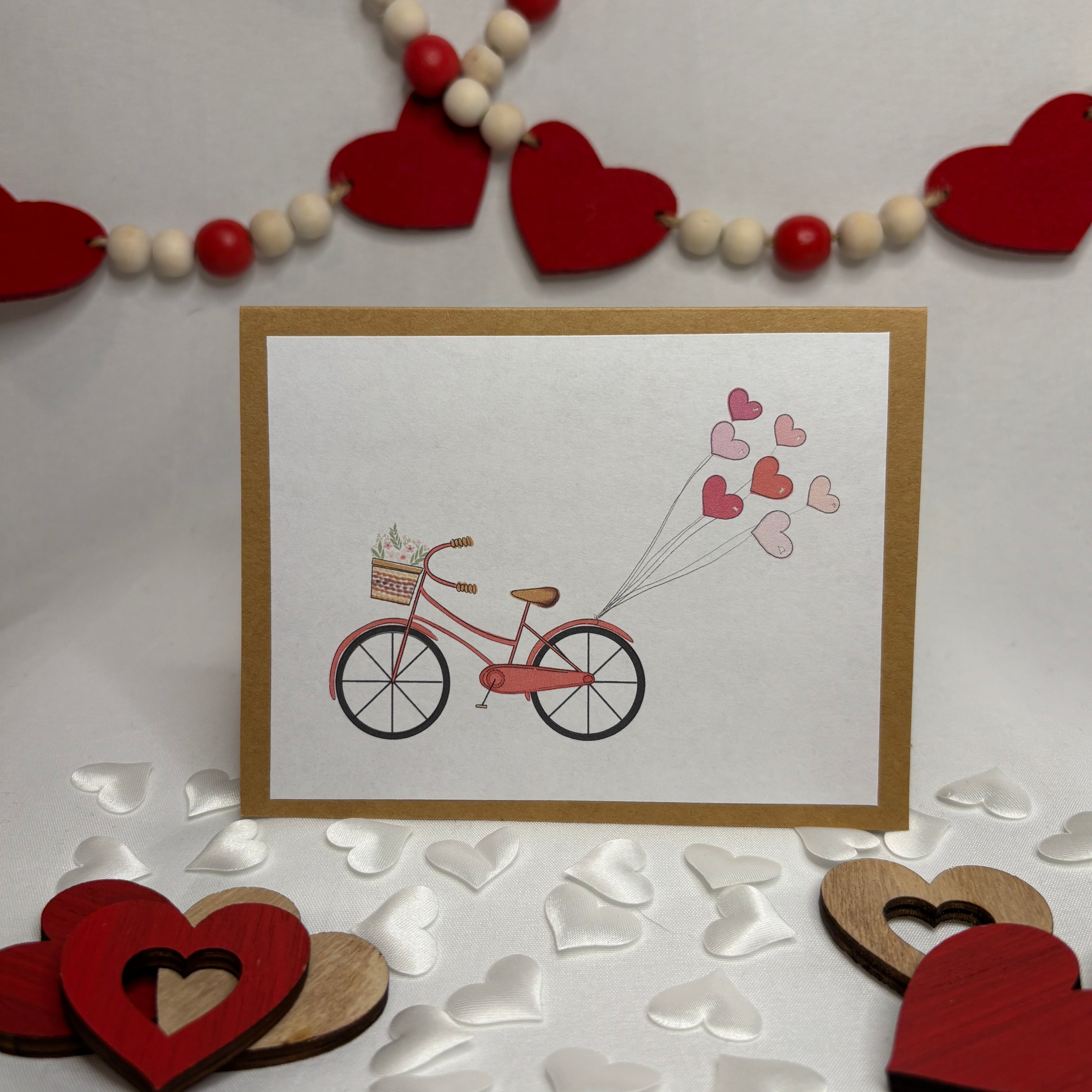 Bike with heart balloons Greeting Card