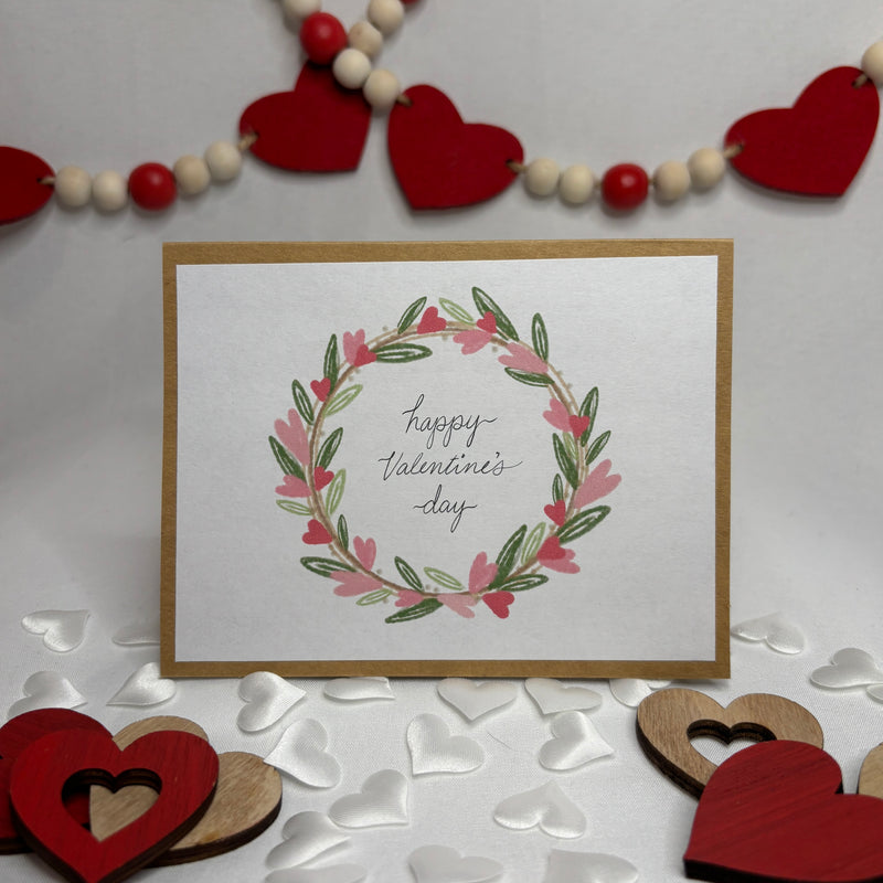 'happy Valentine's day' heart wreath Greeting Card