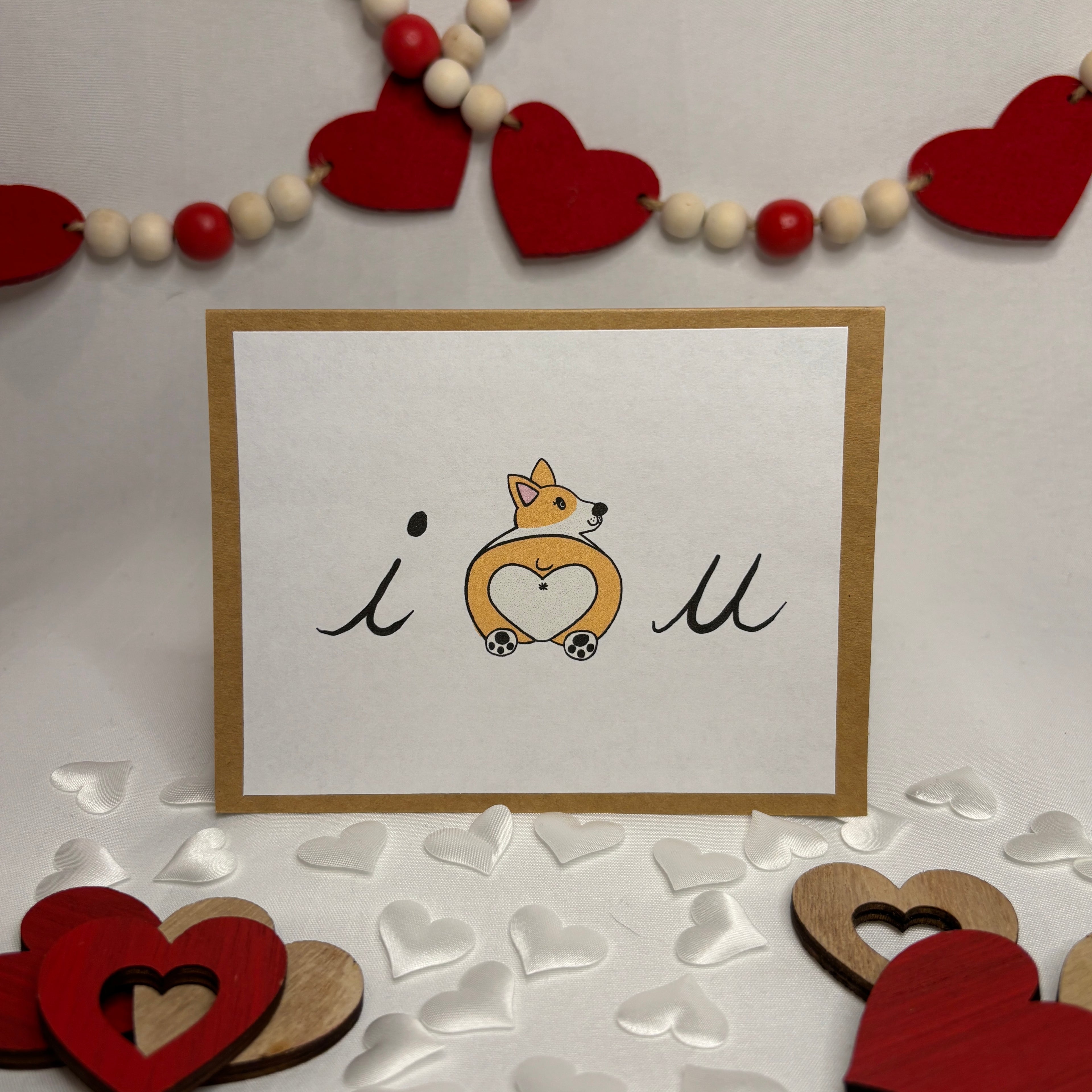 'i ♡ u' Corgi Greeting Card