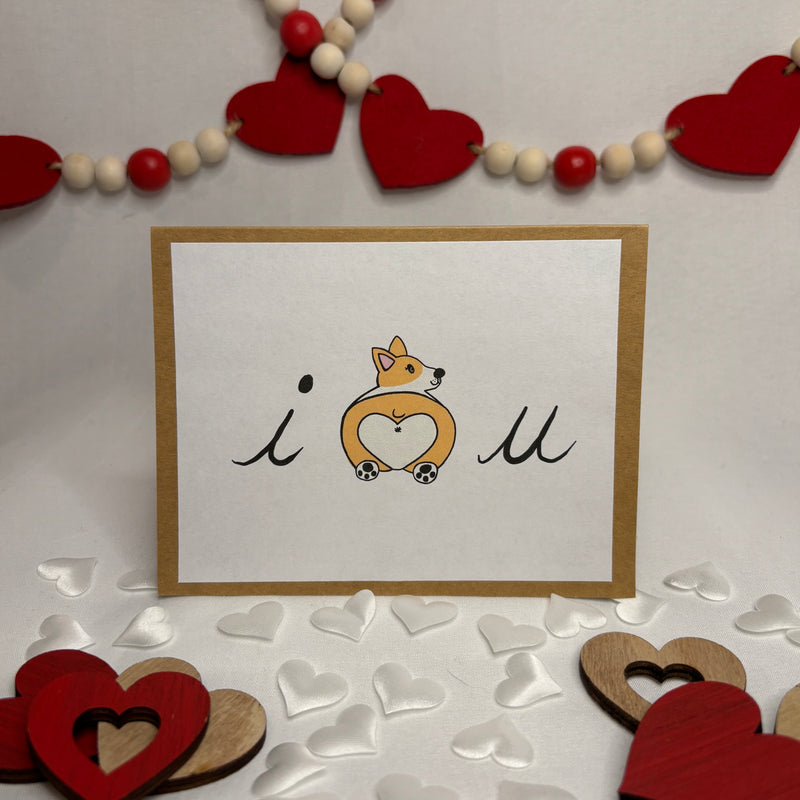 'i ♡ u' Corgi Greeting Card