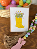 'Rubber boots with tulips' Greeting Card