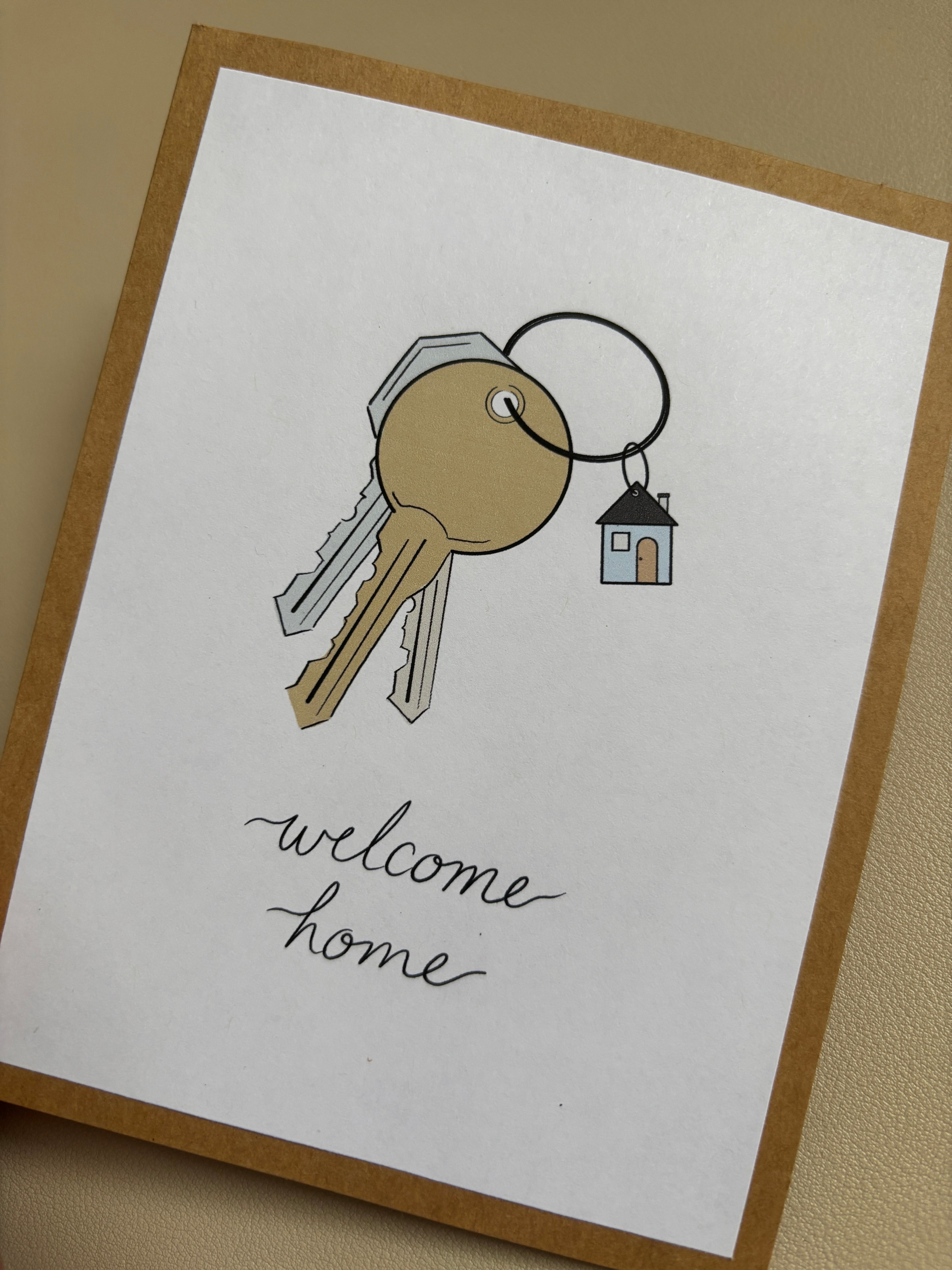 'welcome home' greeting card