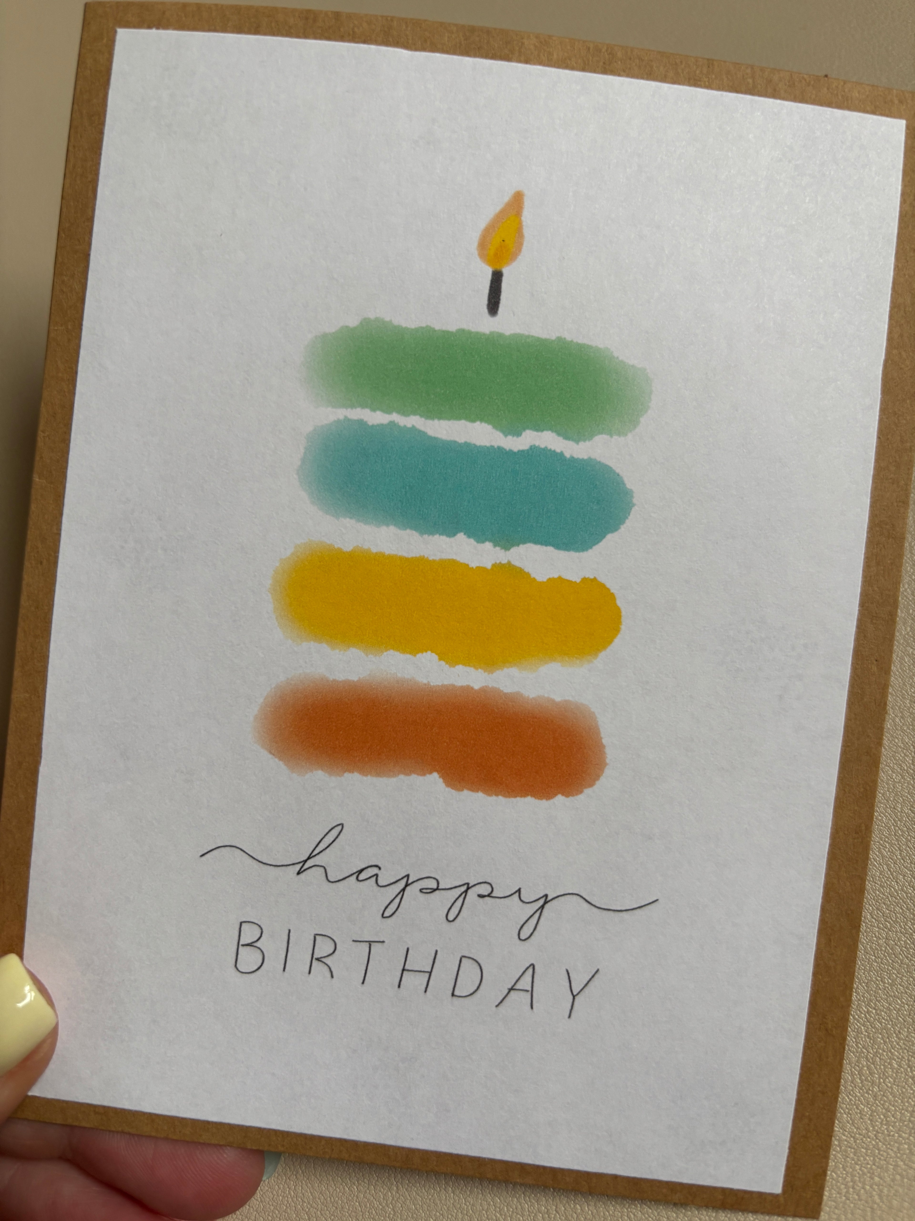 "happy BIRTHDAY' layered cake Birthday Card