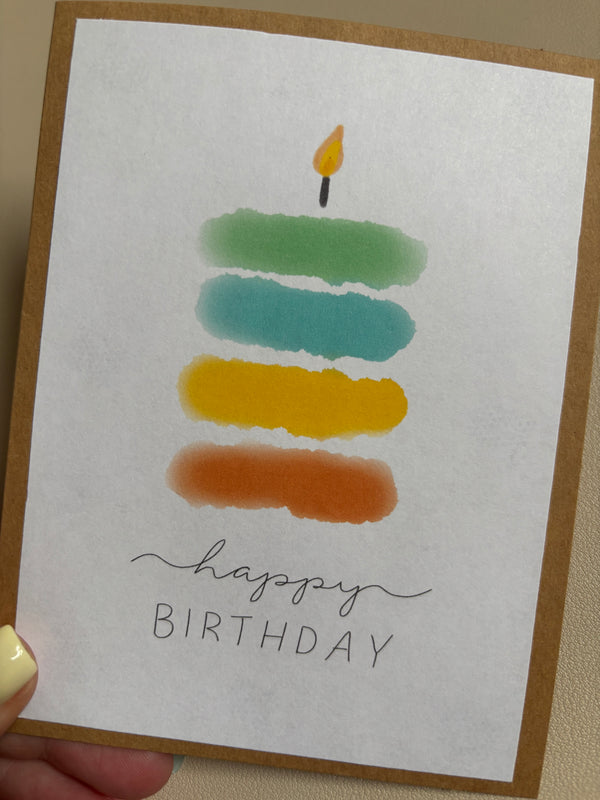 "happy BIRTHDAY' layered cake Birthday Card