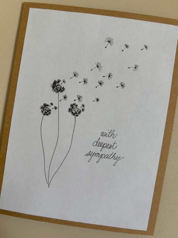 'with deepest sympathy' dandelion sympathy card