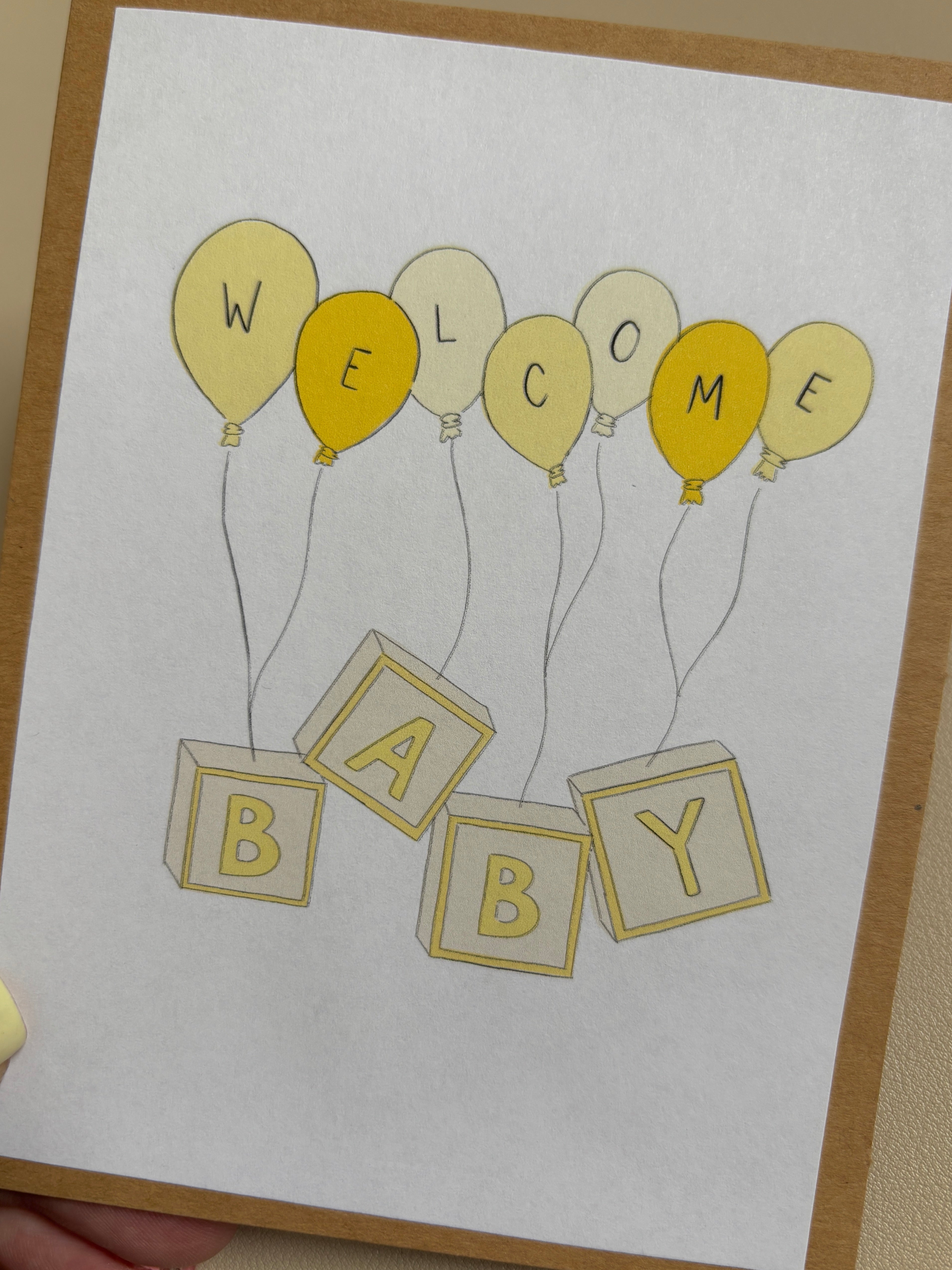 'Welcome BABY' blocks New Baby Card