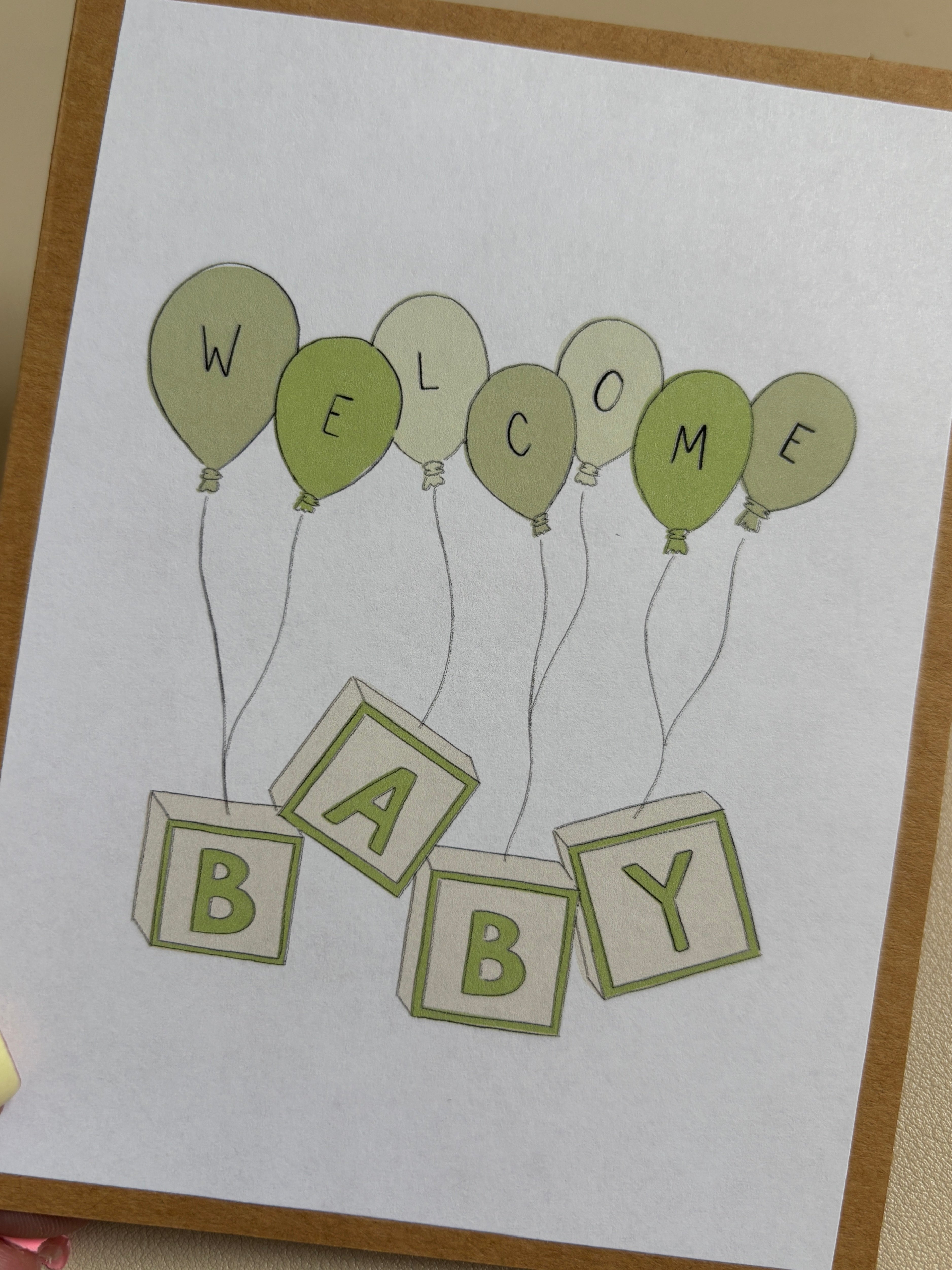 'Welcome BABY' blocks New Baby Card