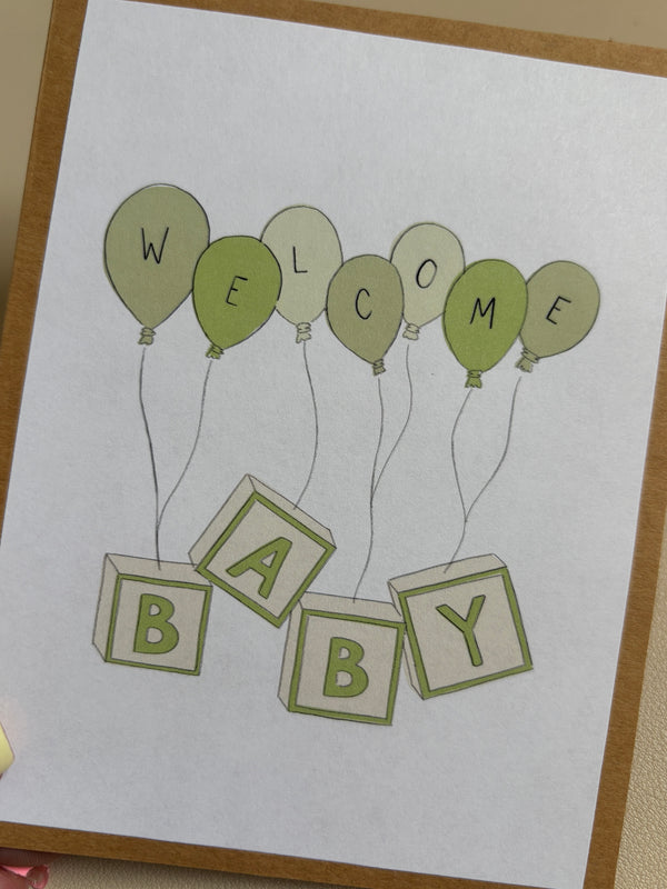 'Welcome BABY' blocks New Baby Card