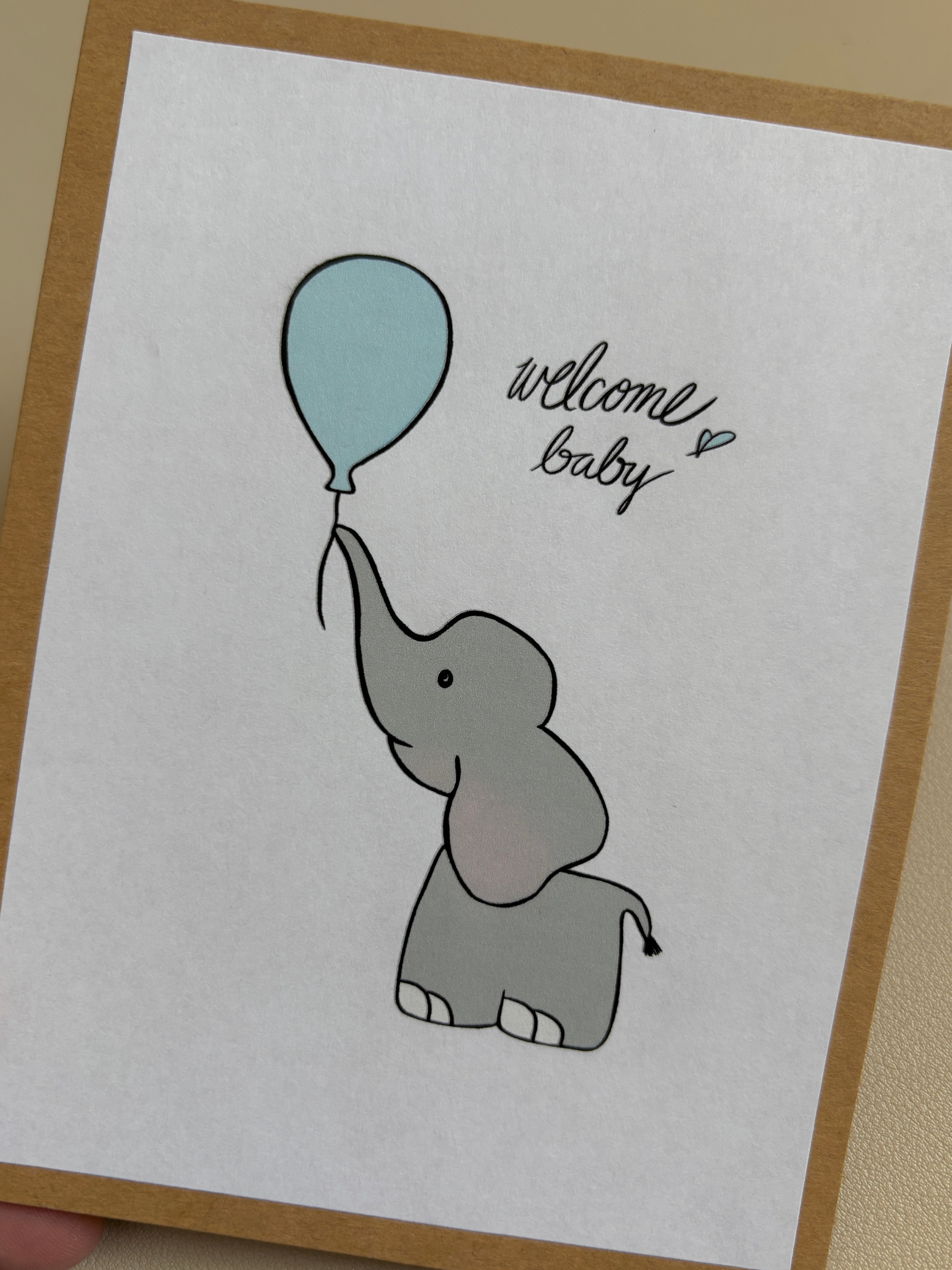 'Welcome Baby' elephant New Baby Card