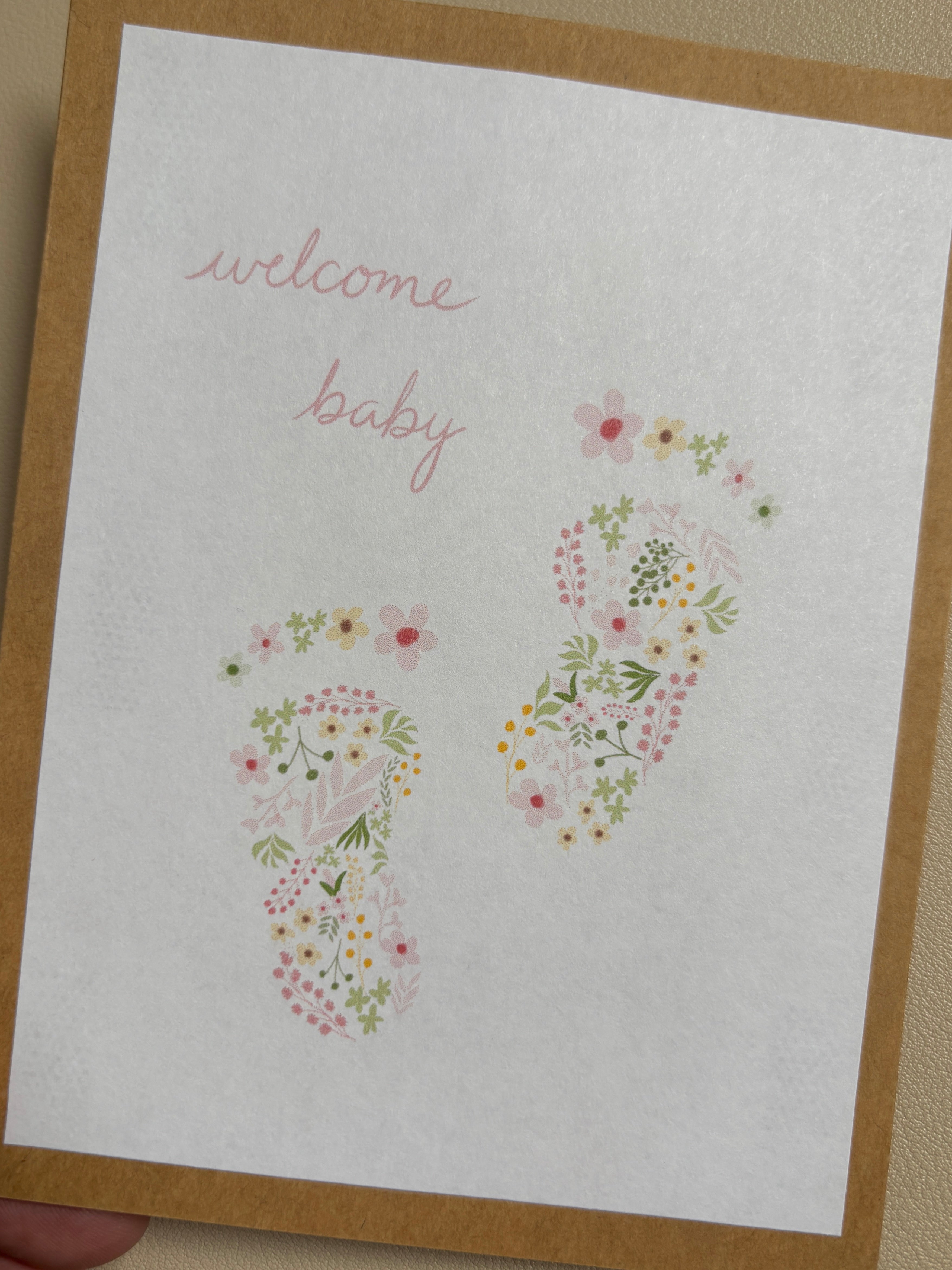 'Welcome baby' footprints New Baby Card