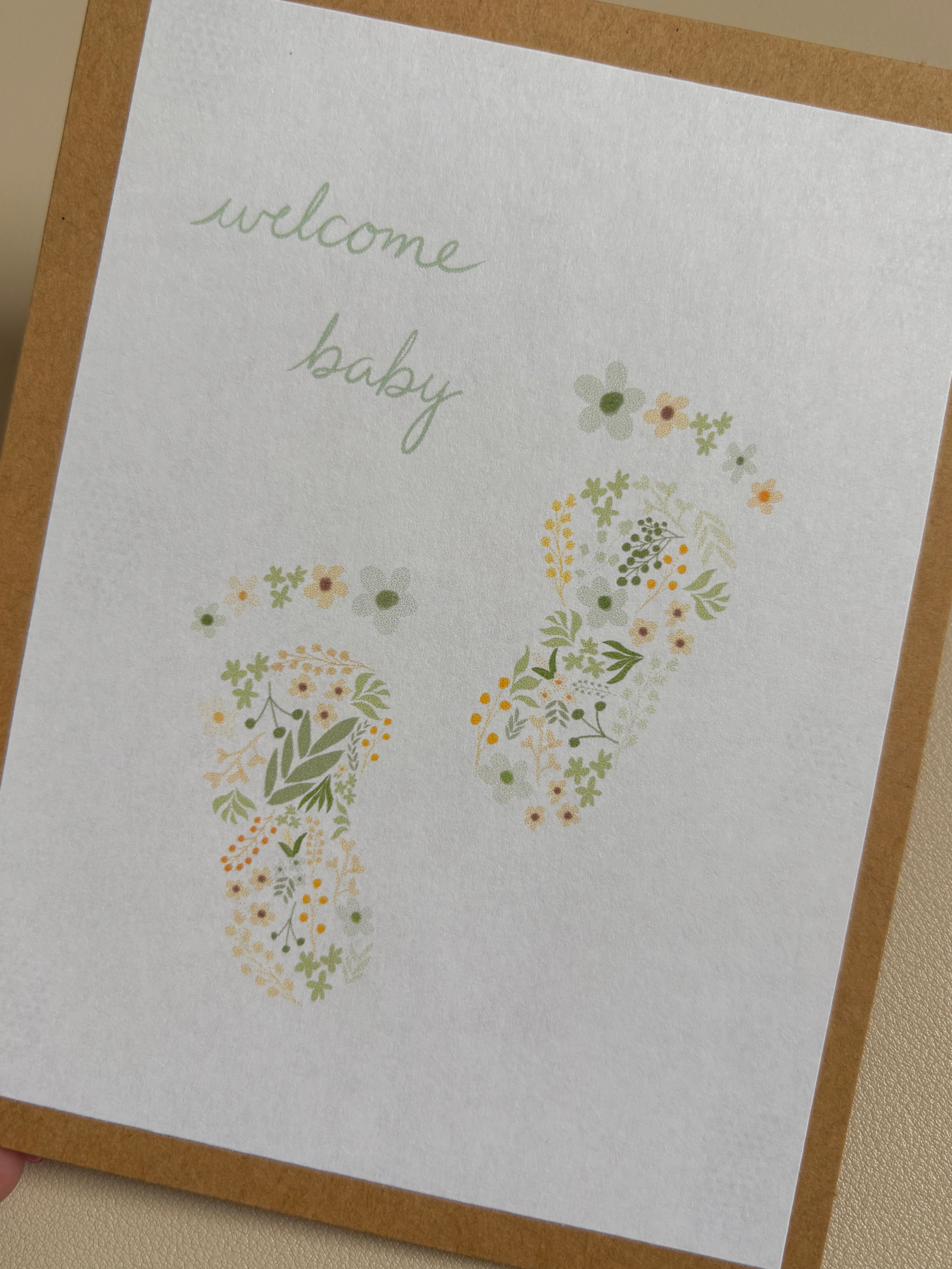 'Welcome baby' footprints New Baby Card