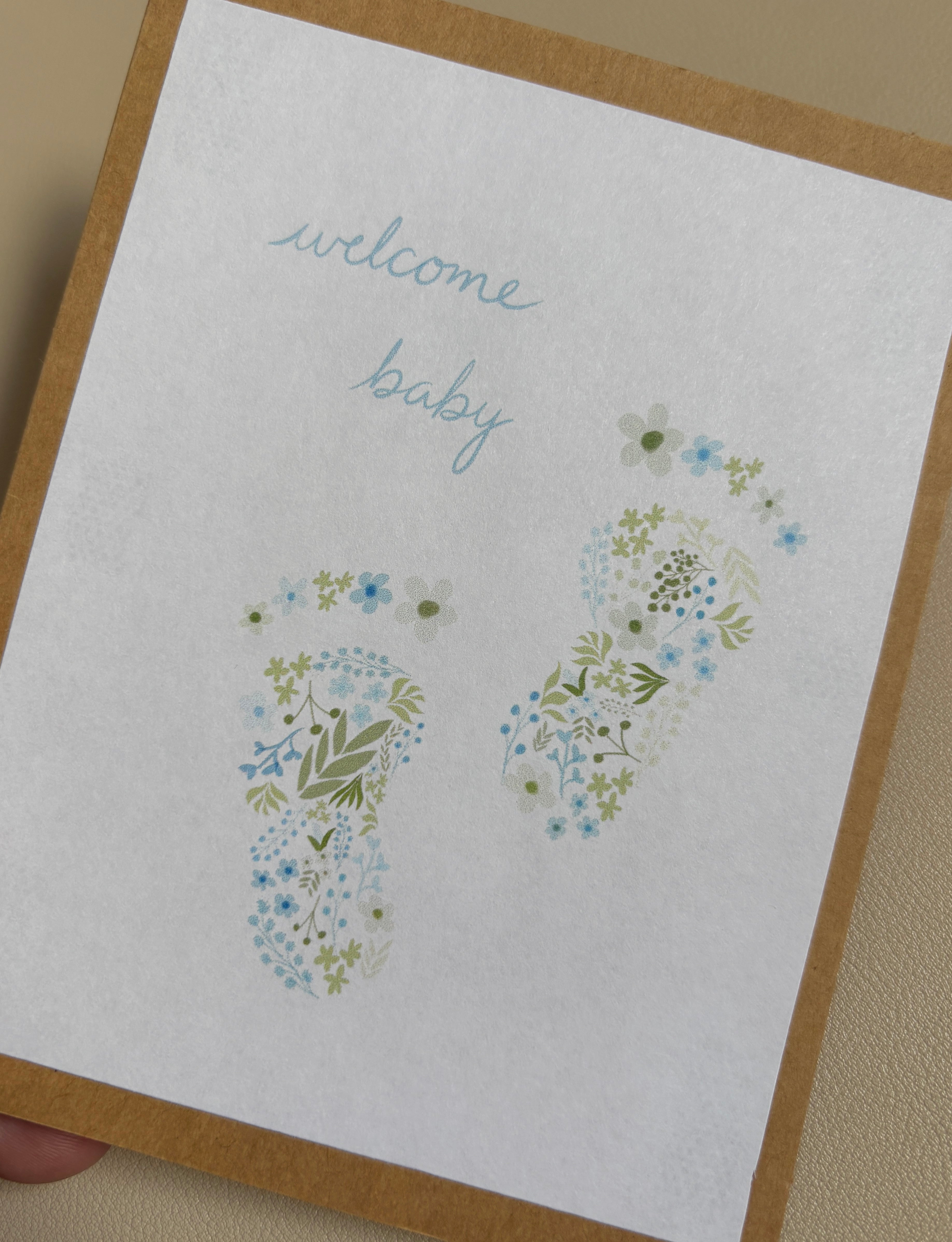 'Welcome baby' footprints New Baby Card