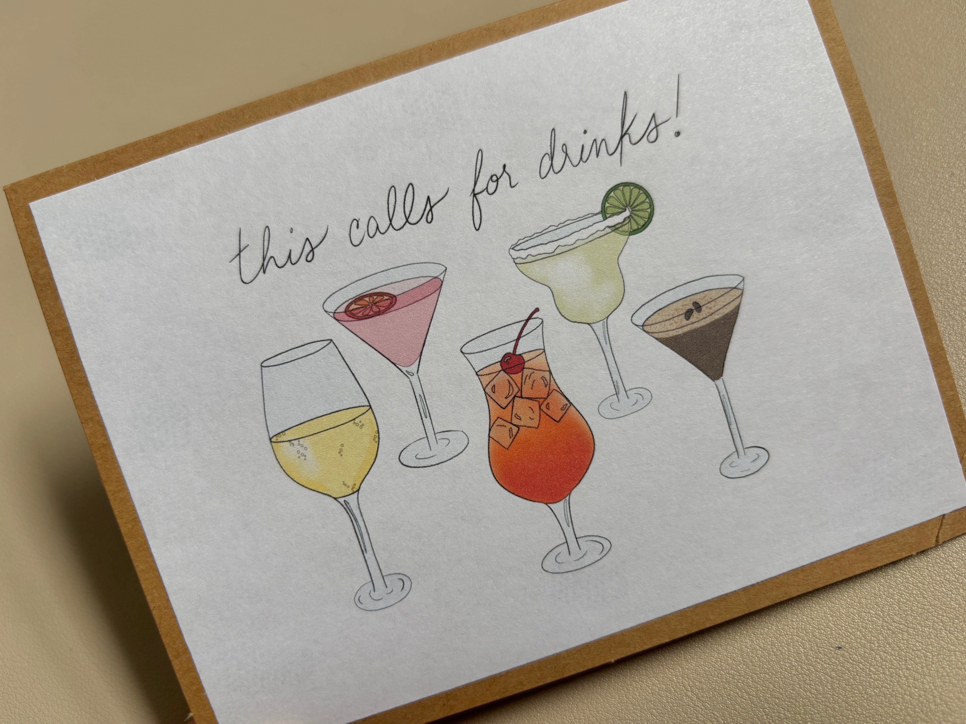 'this calls for drinks!' celebration card
