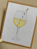 'white wine with candle' birthday card