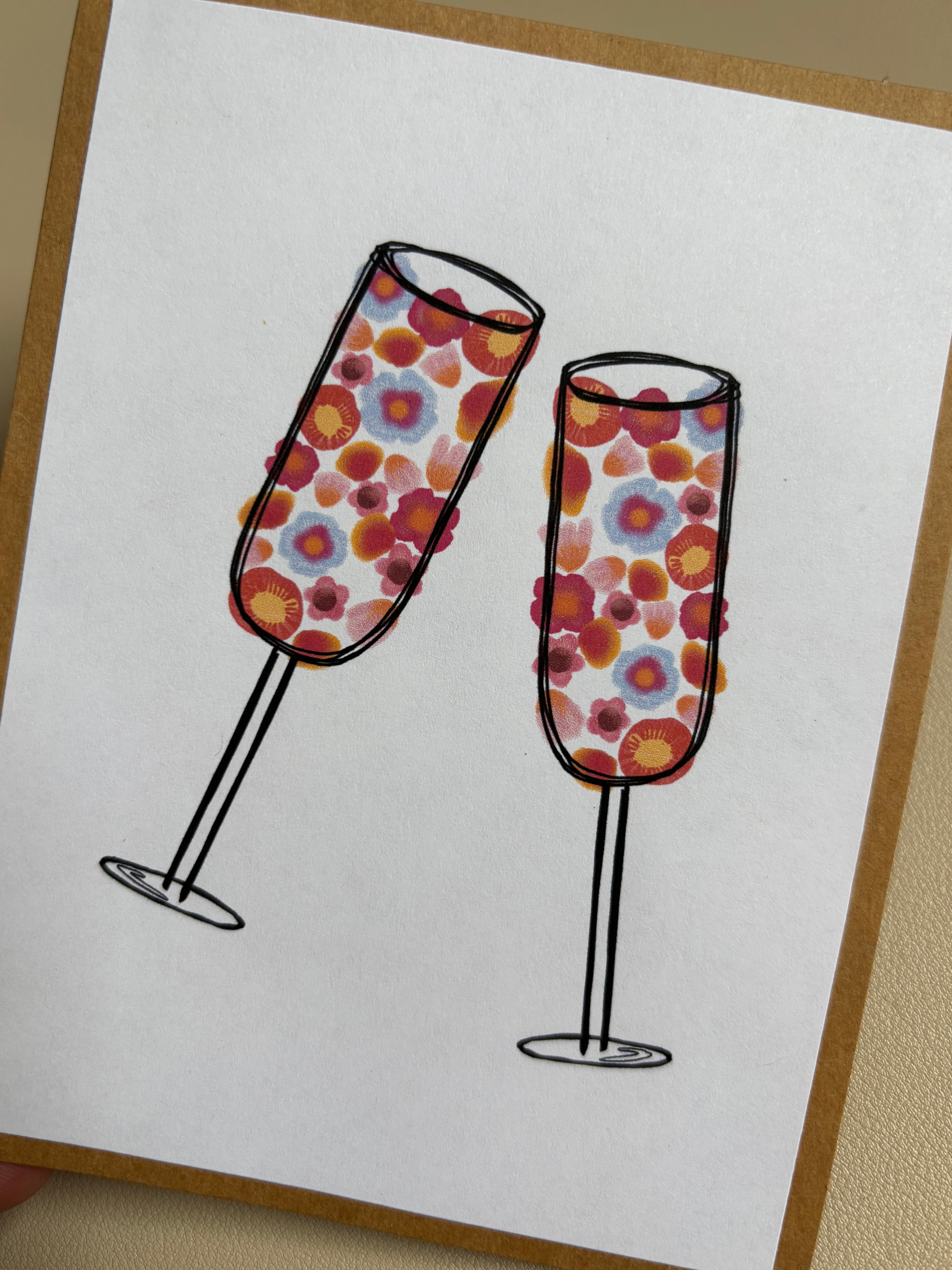 Wildflower Champagne Flutes Greeting Card