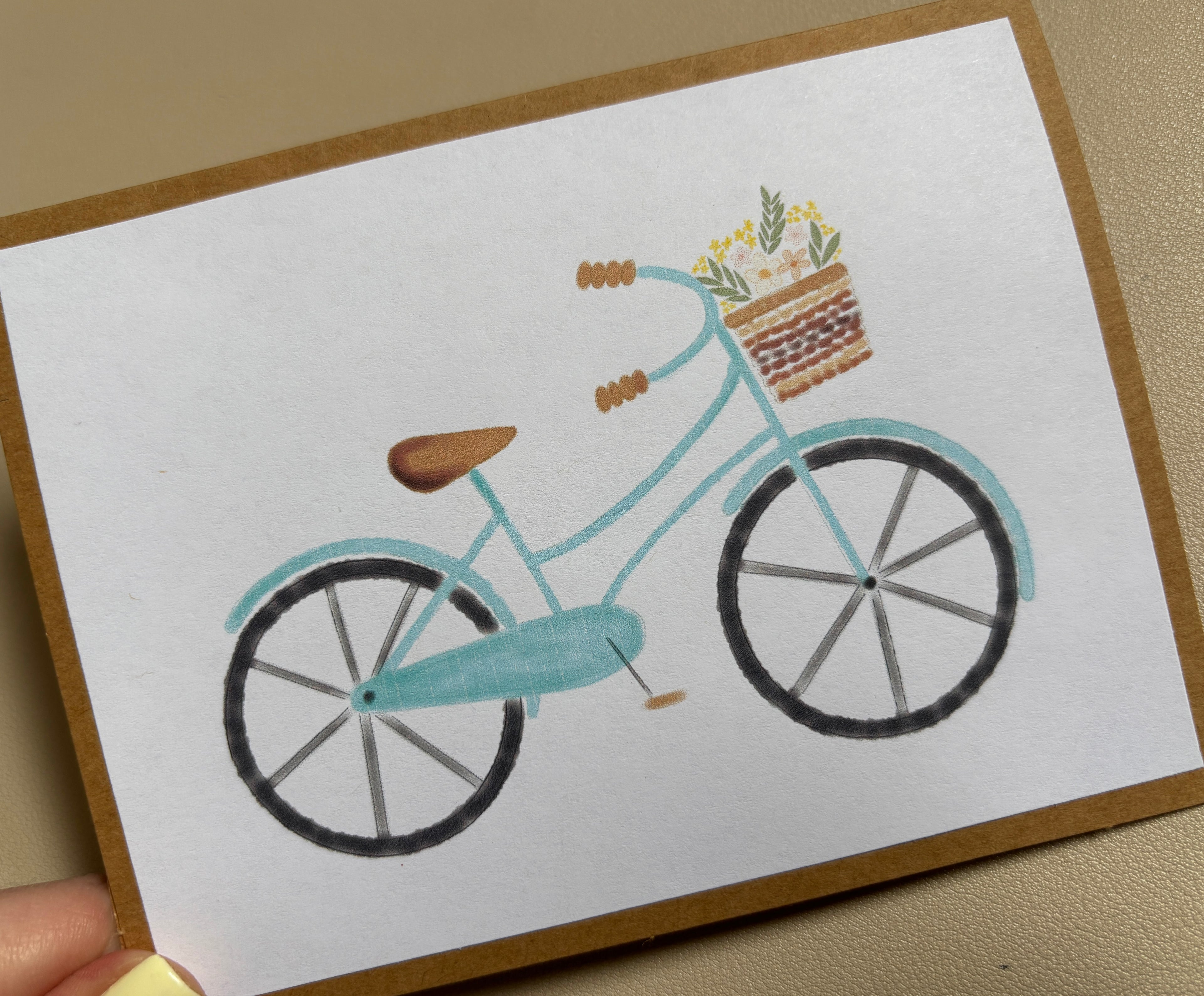 Bicycle with Flower Basket Greeting Card