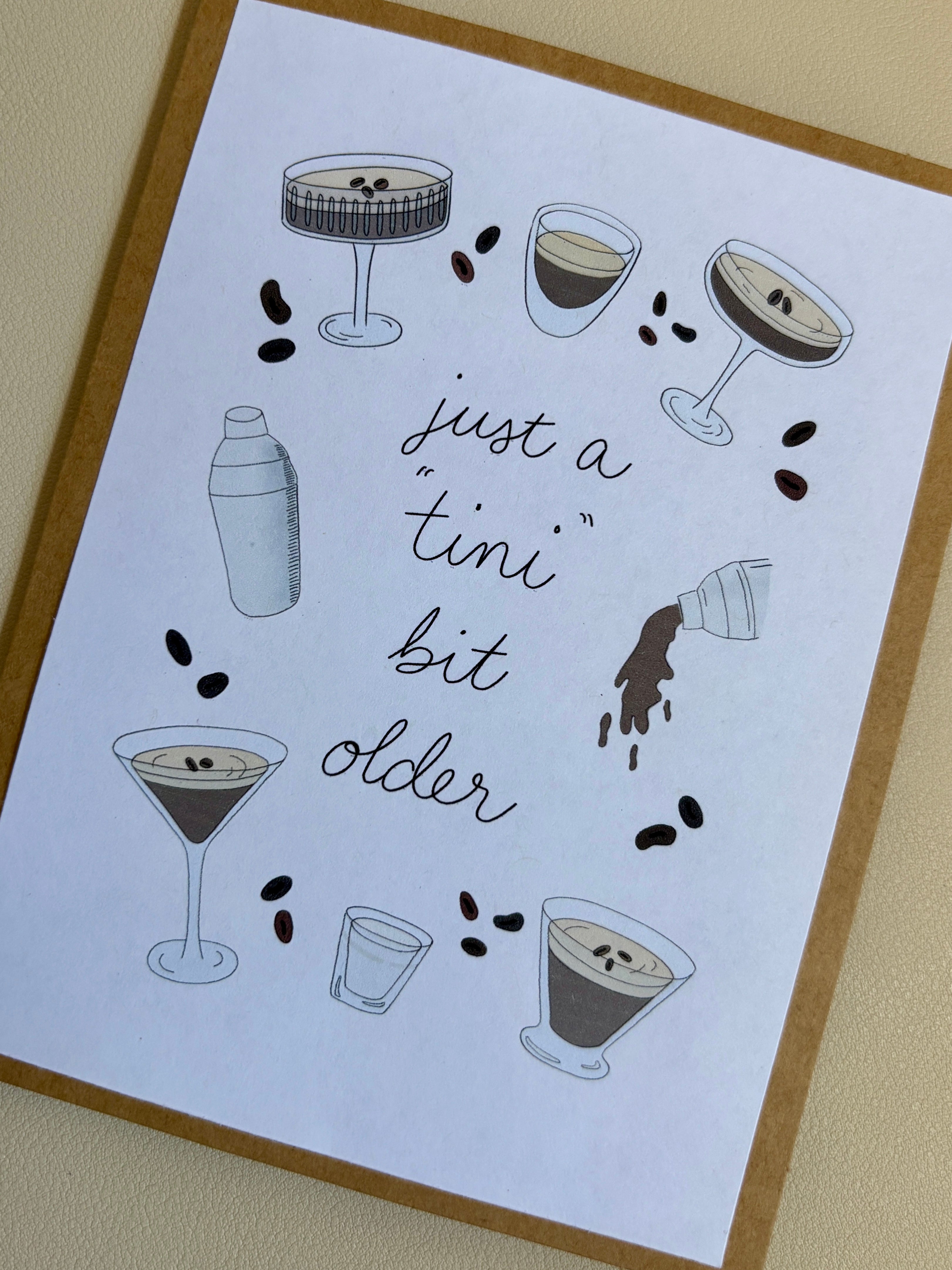 'just a 'tini bit older' birthday card