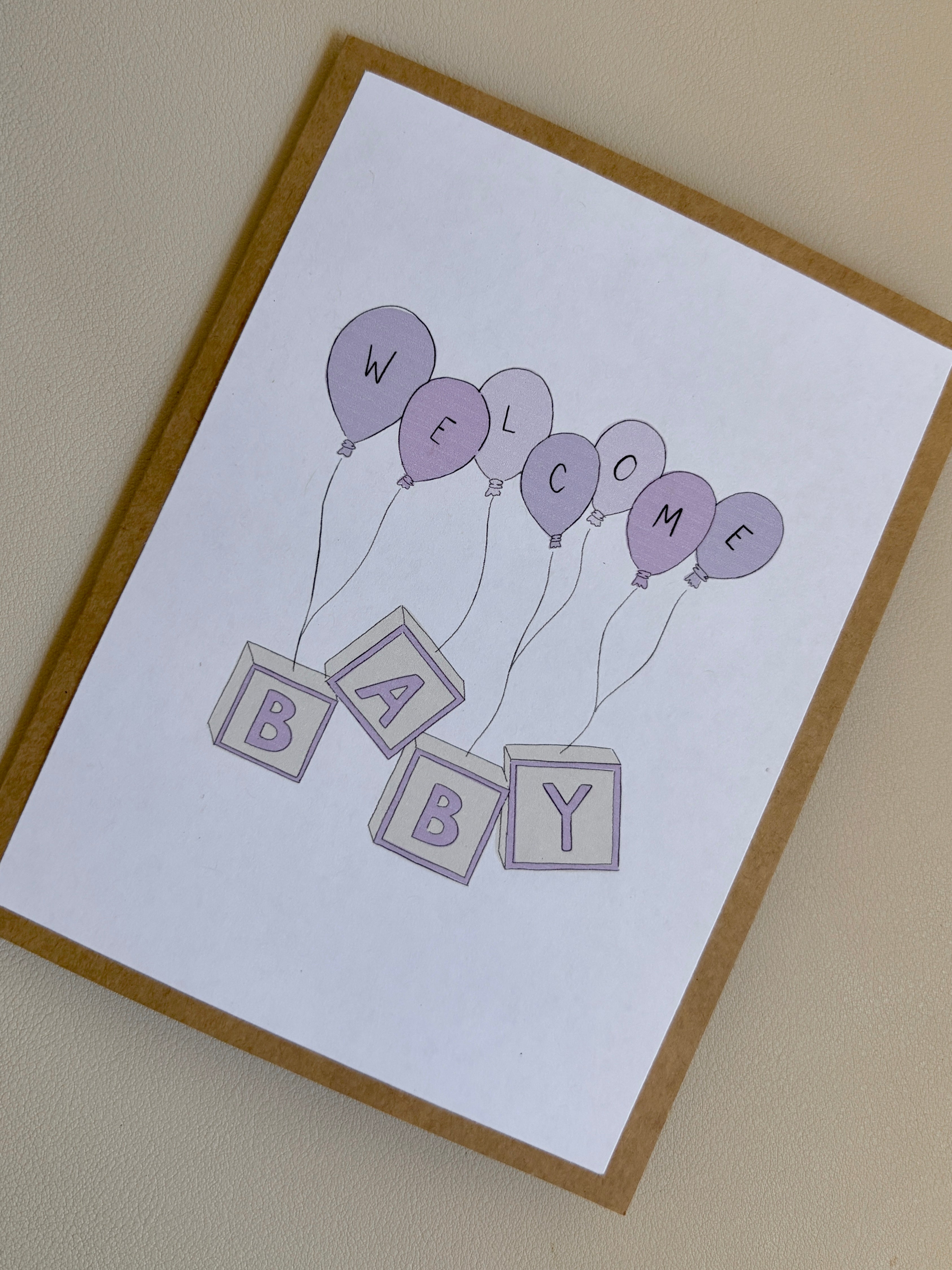 'Welcome BABY' blocks New Baby Card