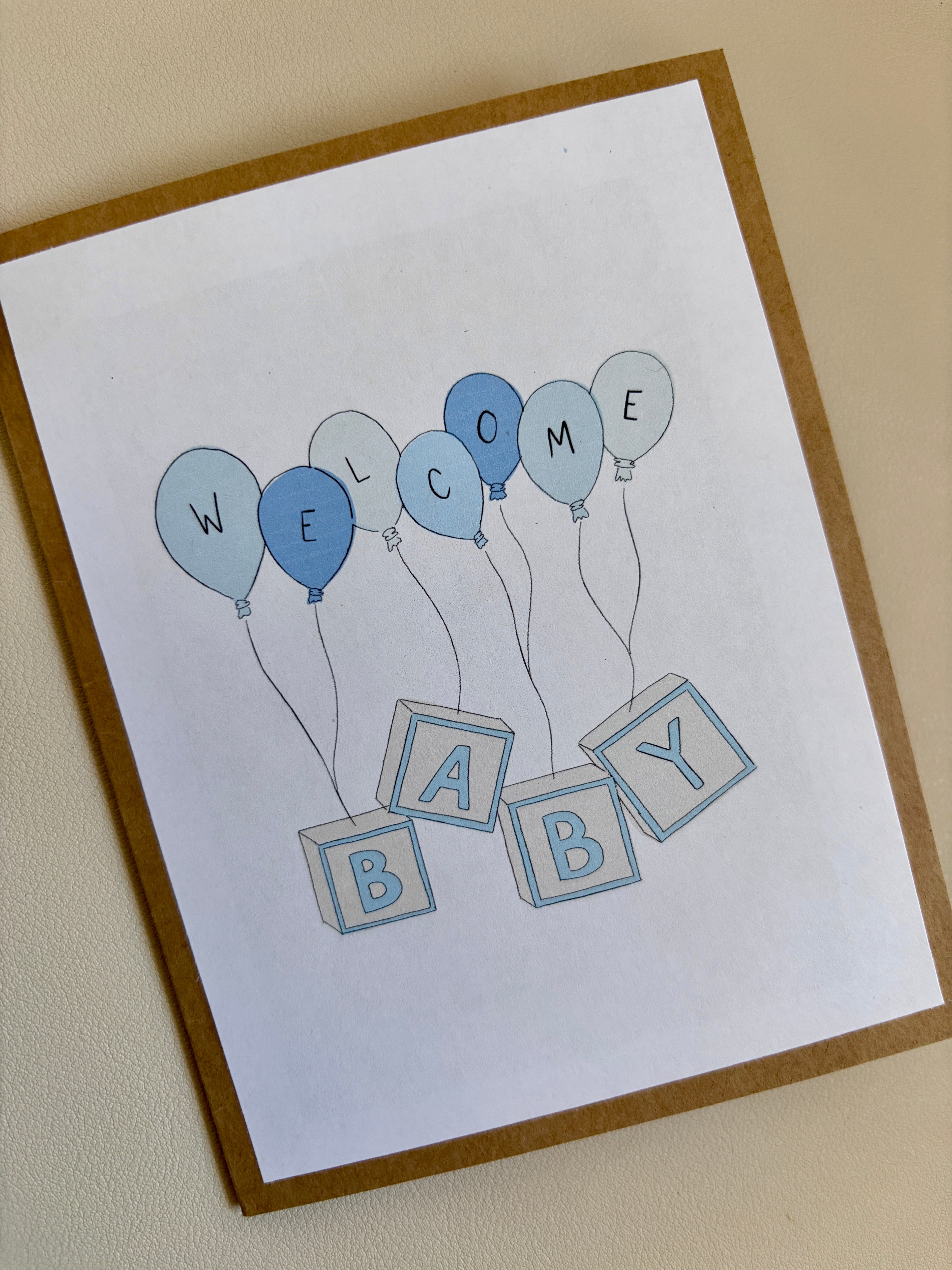 'Welcome BABY' blocks New Baby Card