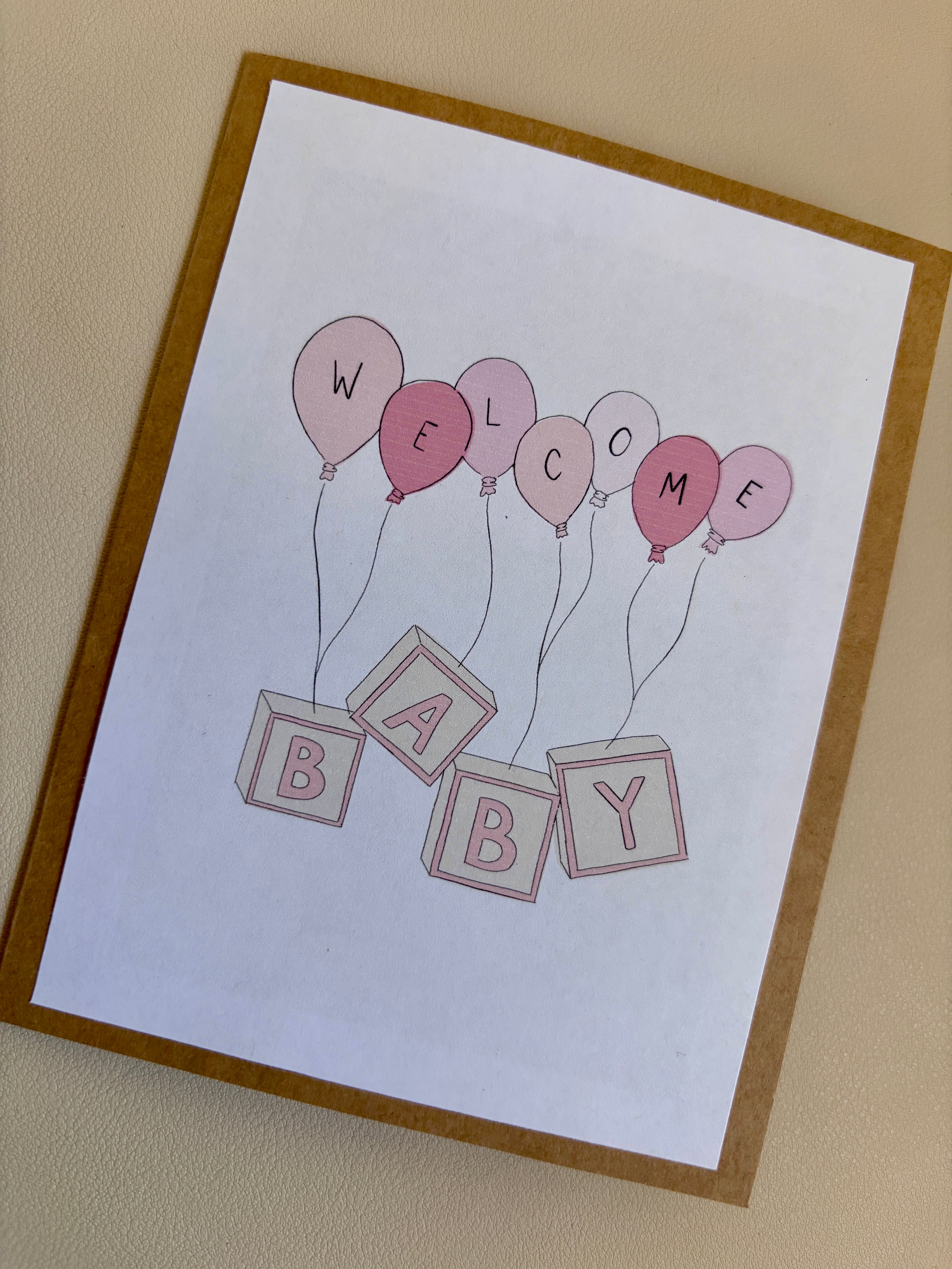 'Welcome BABY' blocks New Baby Card