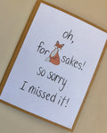'for fox sakes' belated birthday card