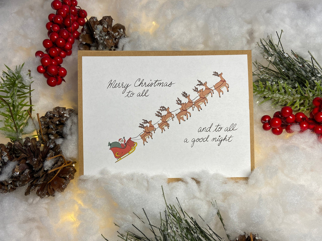 Santa's Sleigh and Reindeer Christmas Card