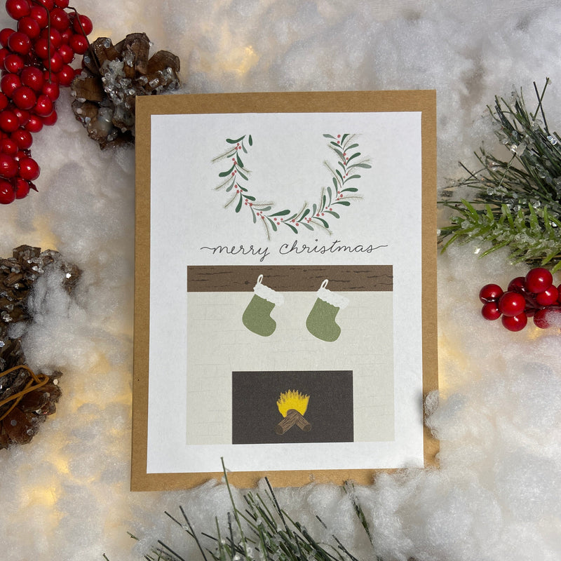 'merry christmas' Mantel Christmas Card