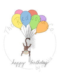 'Happy Birthday' Monkey Birthday Card