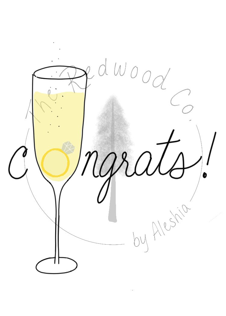 'congrats' champagne glass engagement card