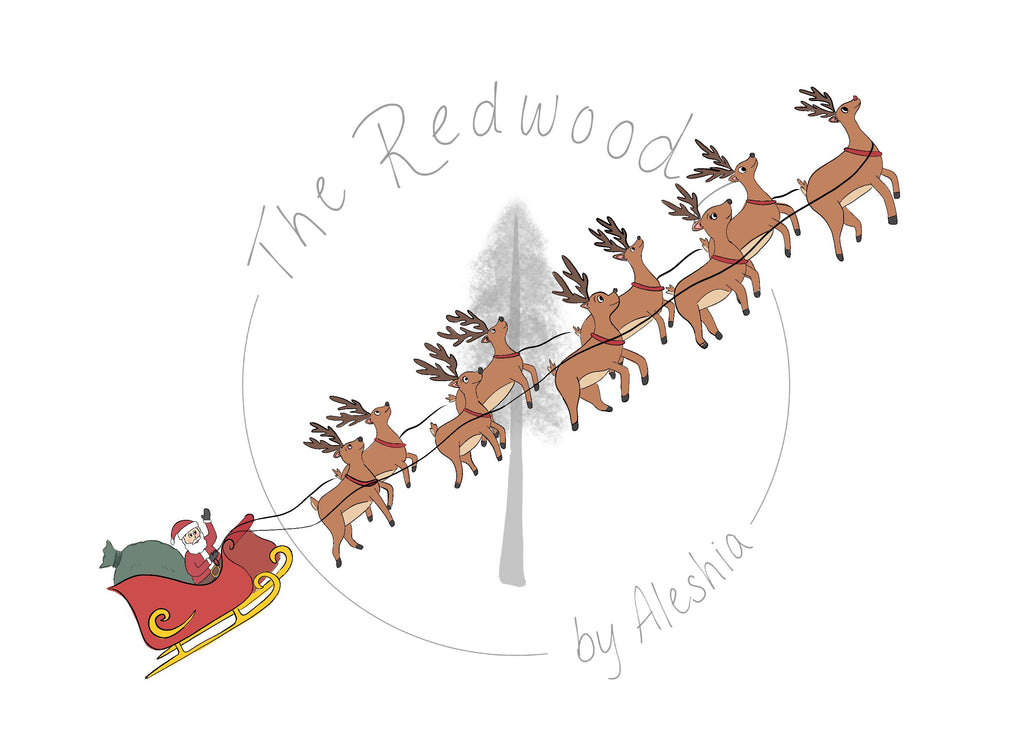 Santa's Sleigh and Reindeer Christmas Card
