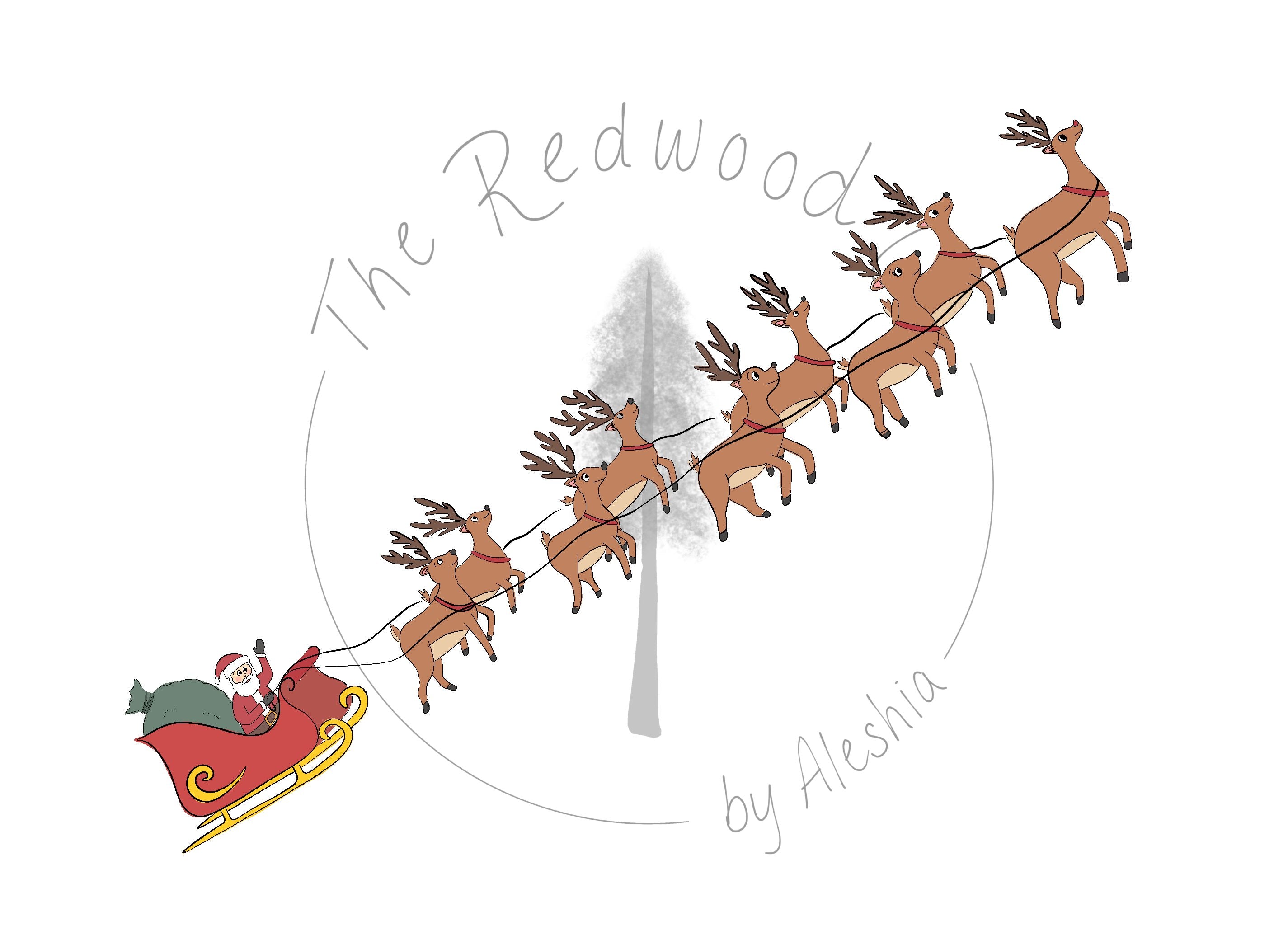 Santa's Sleigh and Reindeer Christmas Card