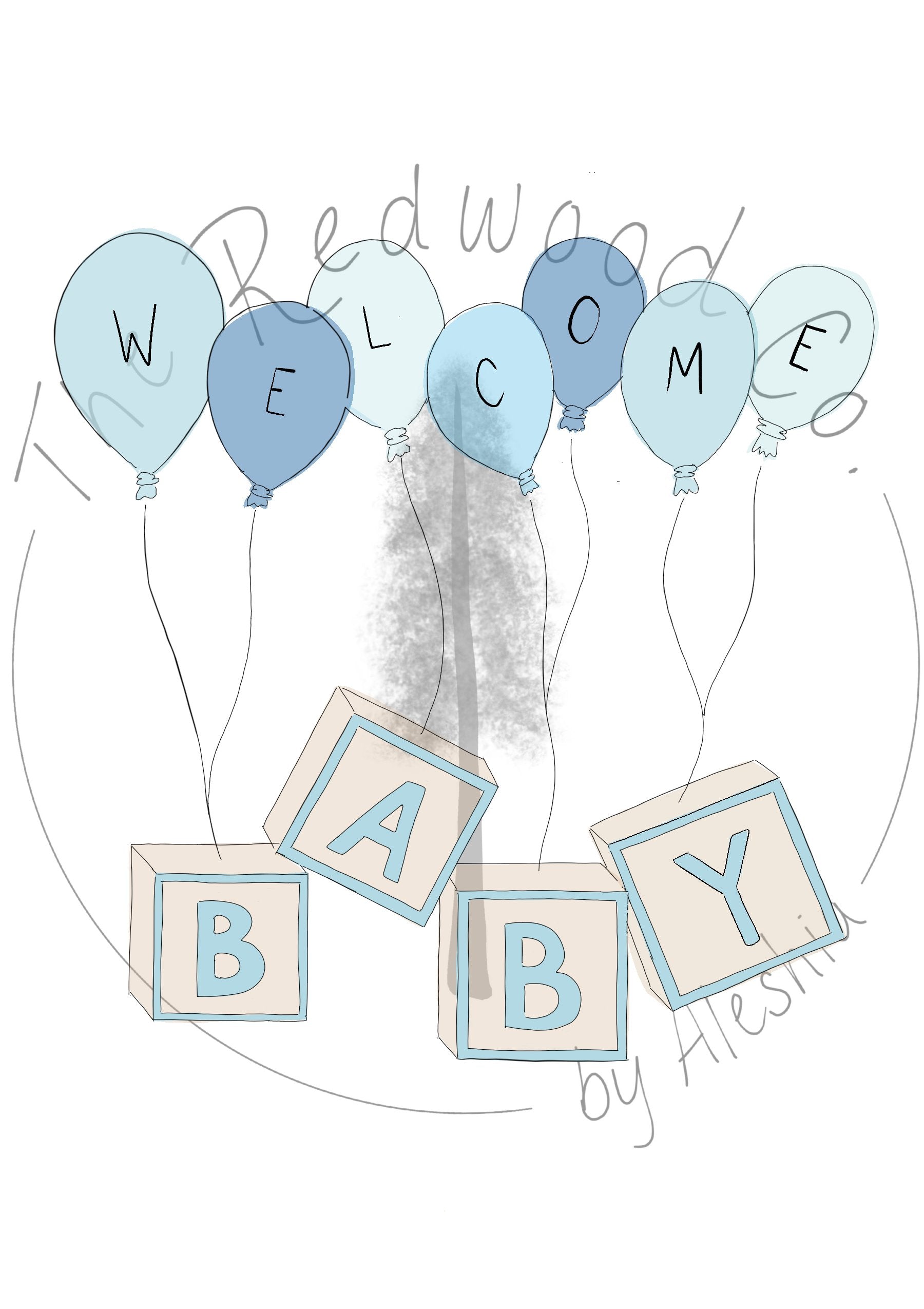 'Welcome BABY' blocks New Baby Card