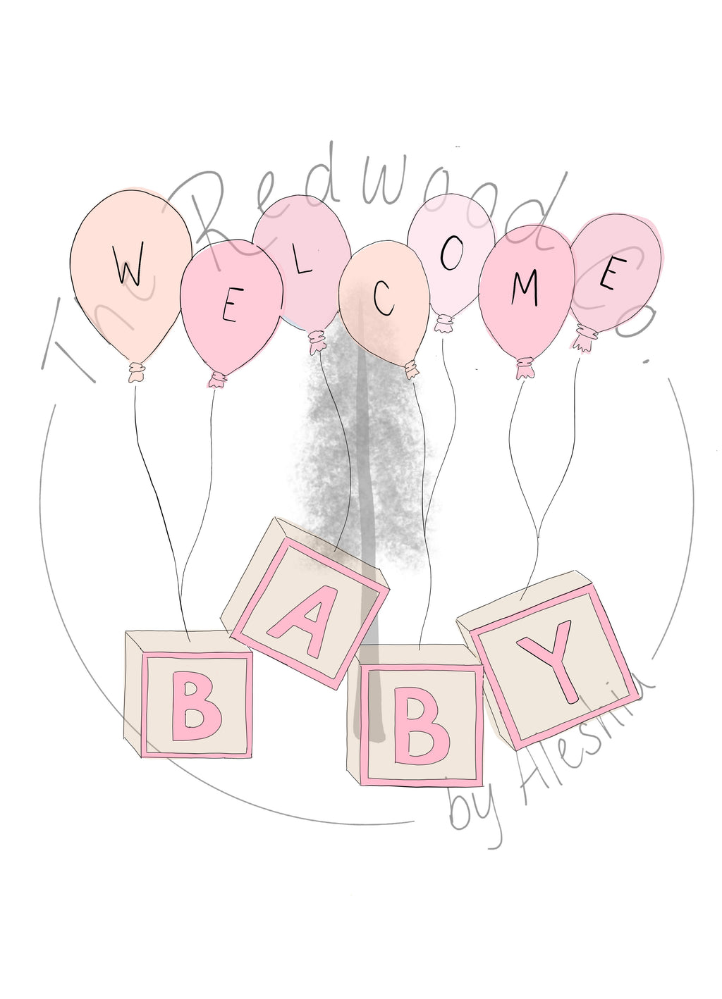 'Welcome BABY' blocks New Baby Card