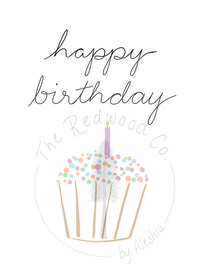 'happy birthday' cupcake with sprinkles Birthday Card