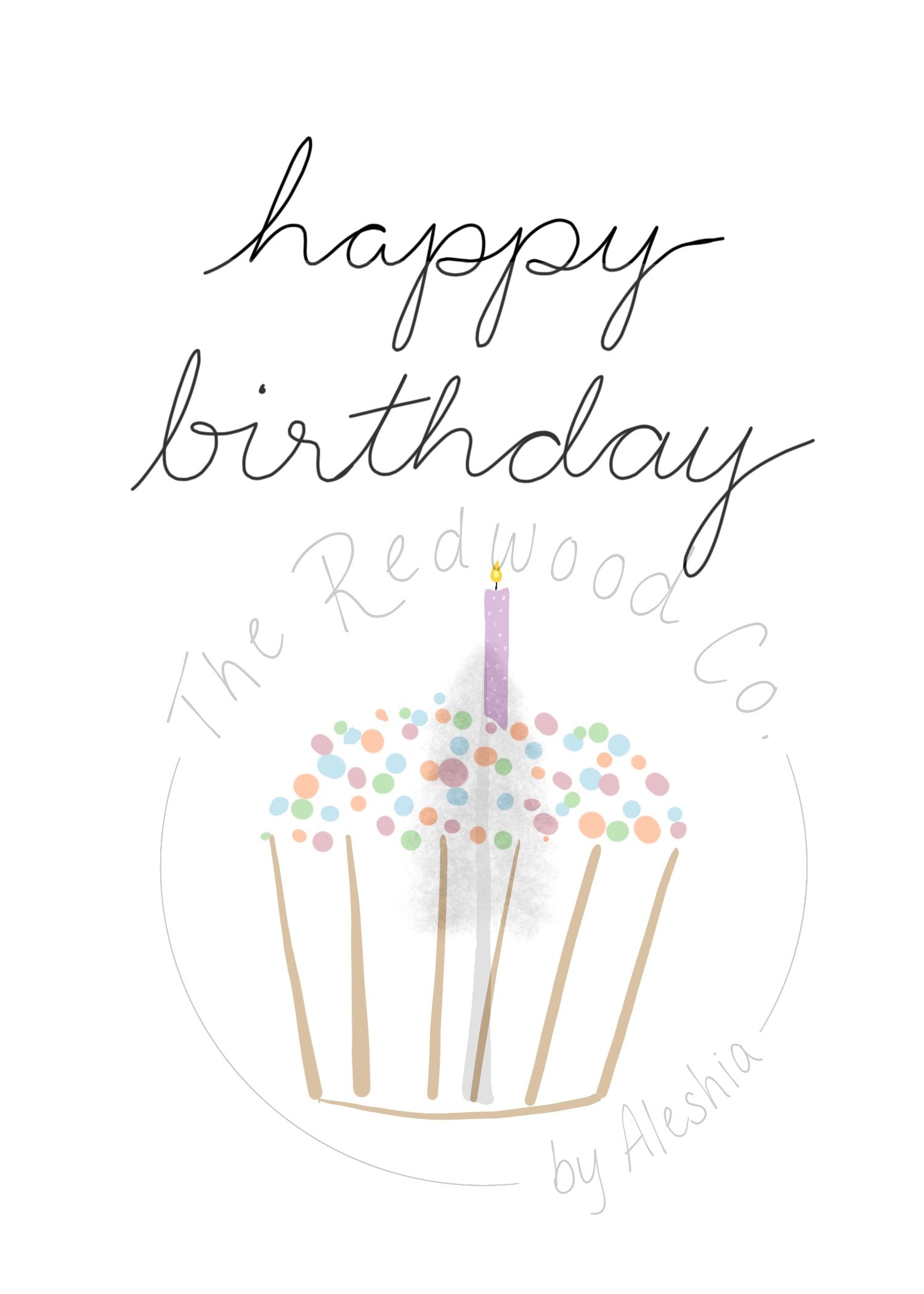 'happy birthday' cupcake with sprinkles Birthday Card