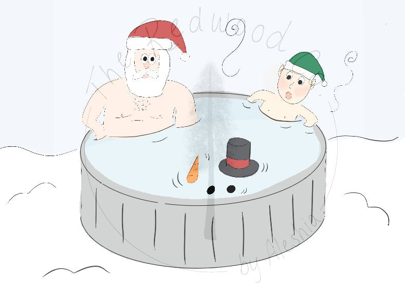 'Santa's Hot Tub' Christmas Card