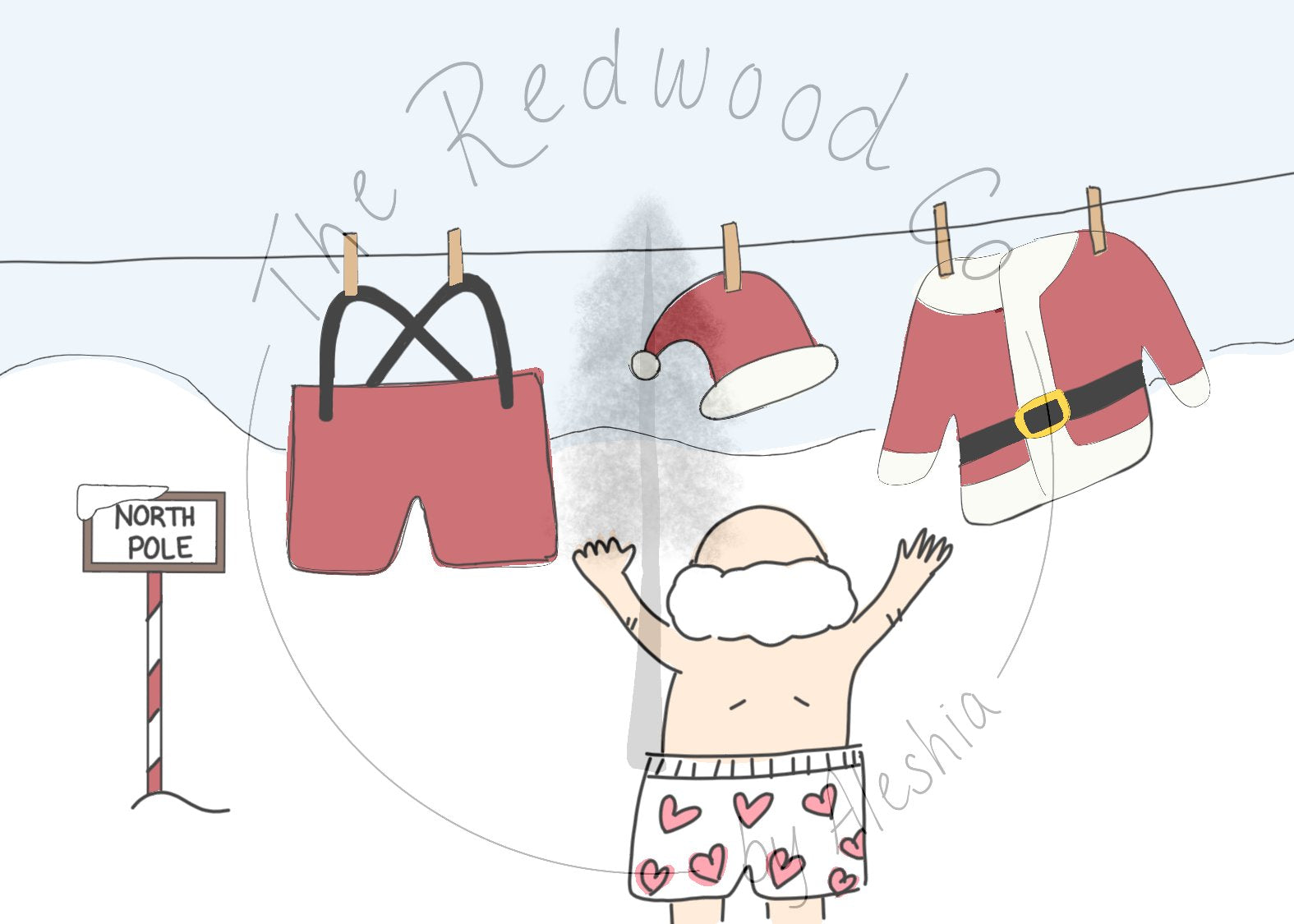 'Santa's Clothesline' Christmas Card