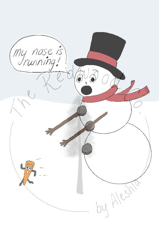 'Snowman's Nose Is Running' Christmas Card